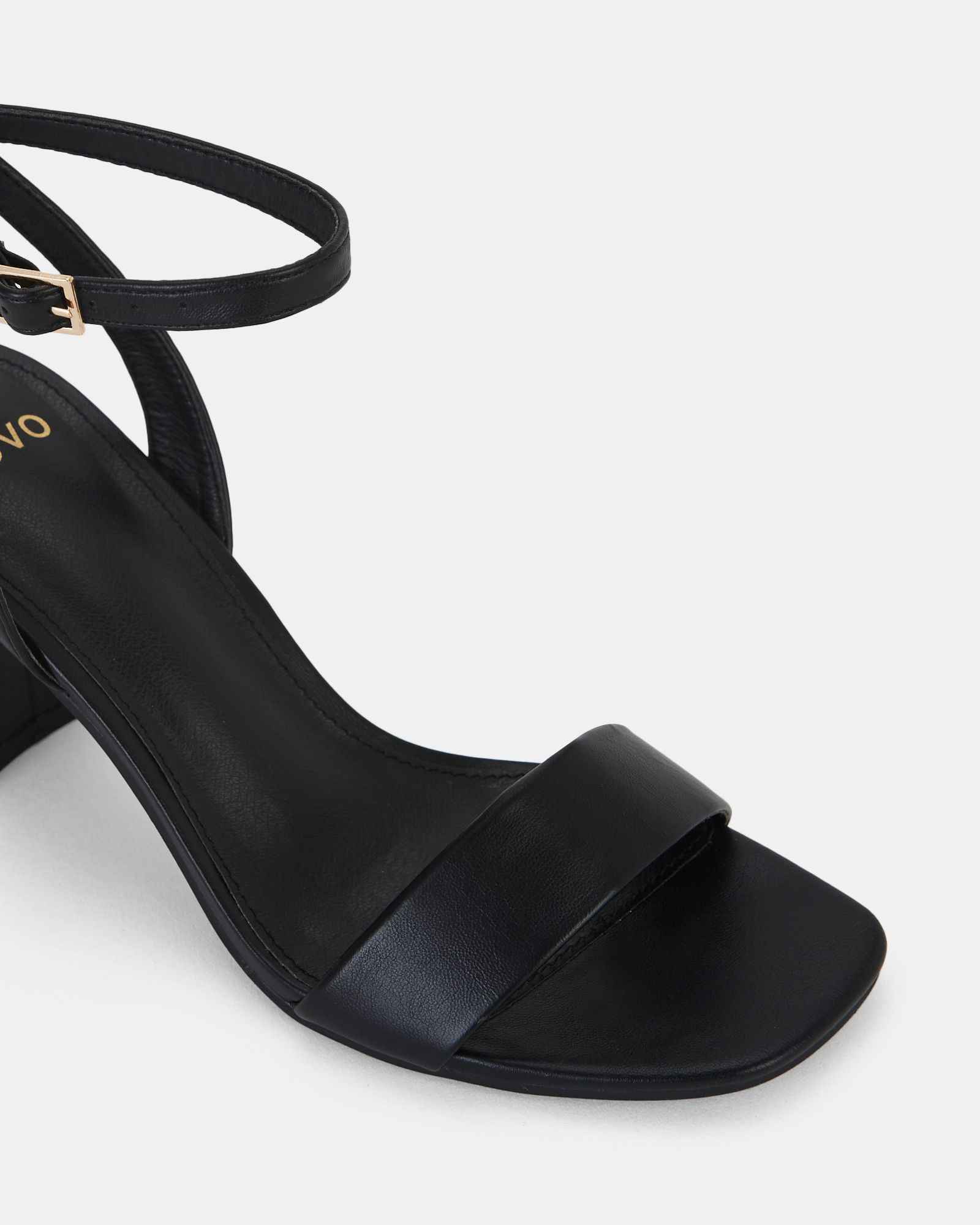 WIDE FIT MARTINEZ Black Block Heel Sandal