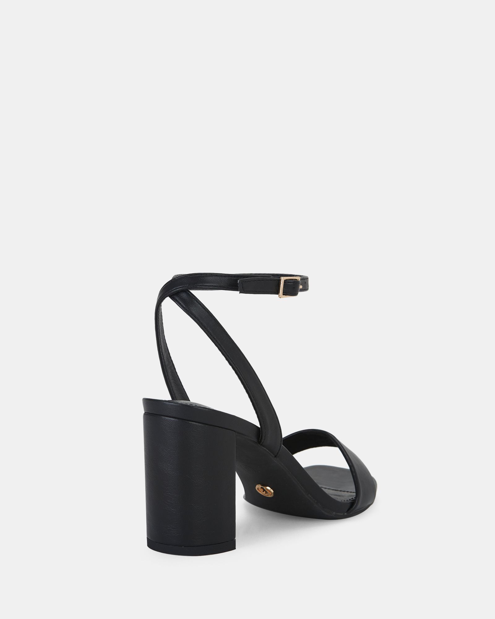 WIDE FIT MARTINEZ Black Block Heel Sandal