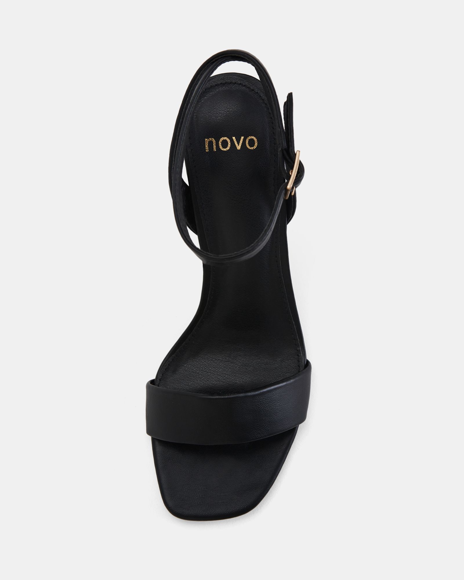 WIDE FIT MARTINEZ Black Block Heel Sandal