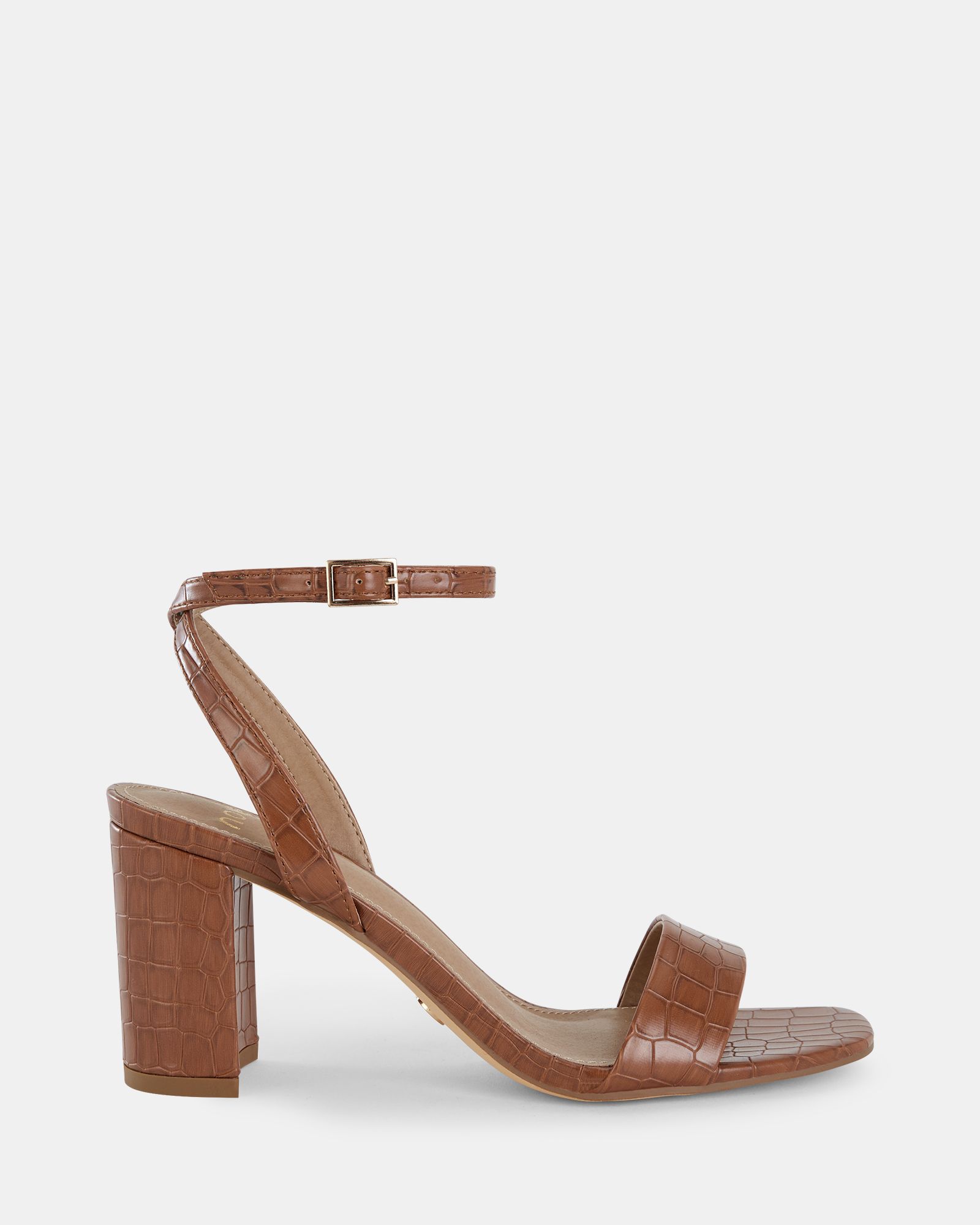 WIDE FIT MARTINEZ Tan Block Heel Sandal