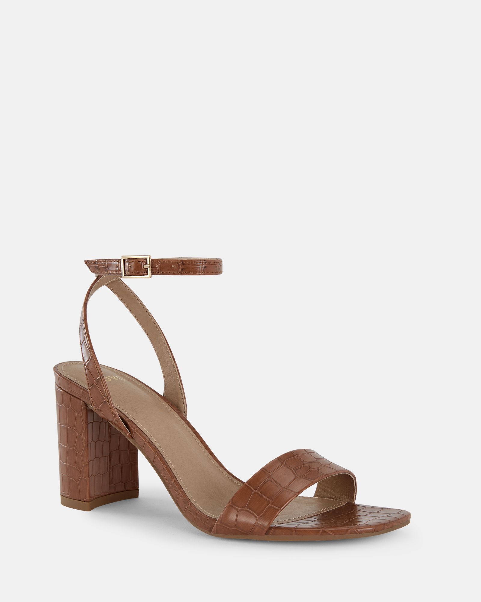 WIDE FIT MARTINEZ Tan Block Heel Sandal
