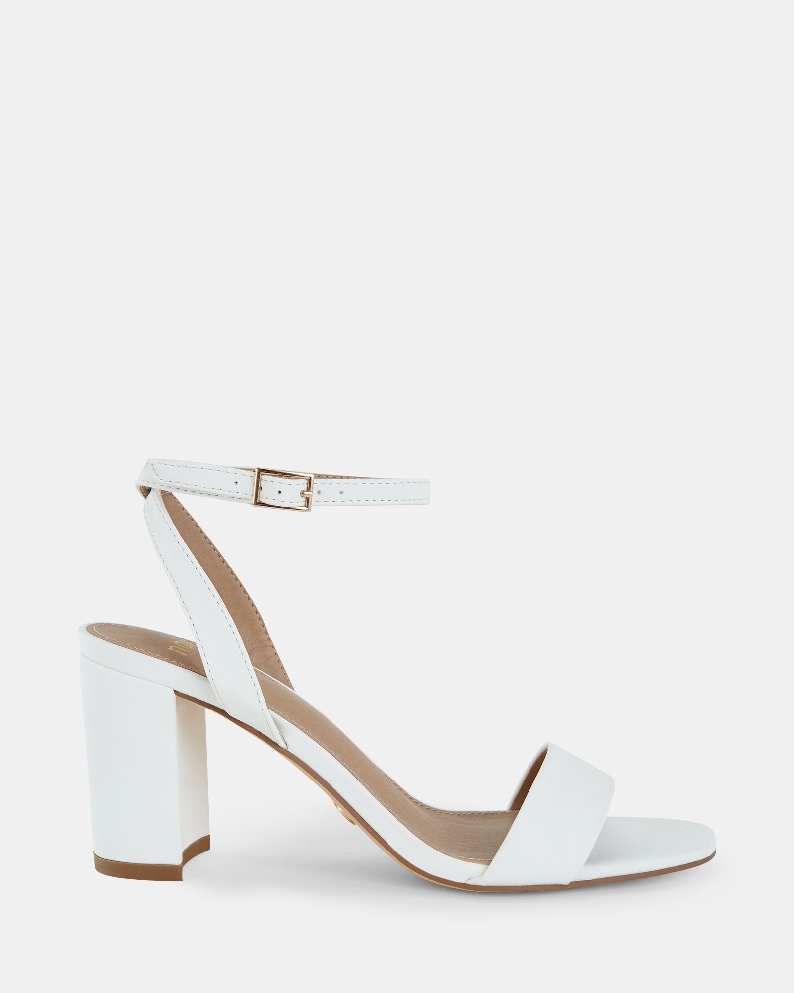 MARTINEZ White Block Heel Sandal