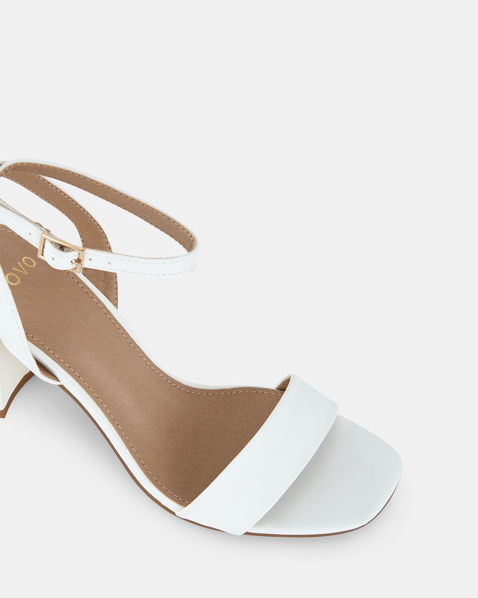 WIDE FIT MARTINEZ White Block Heel Sandal