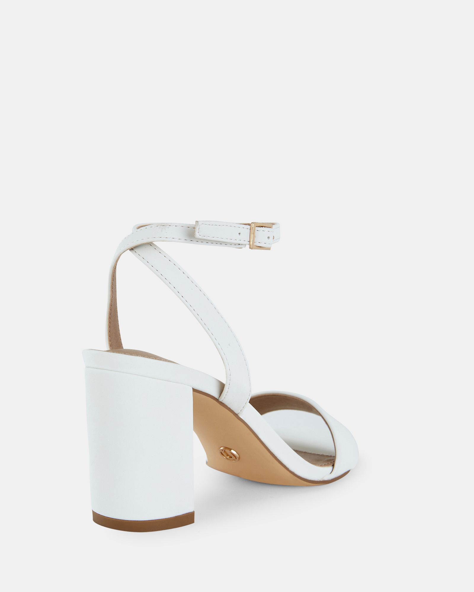 WIDE FIT MARTINEZ White Block Heel Sandal