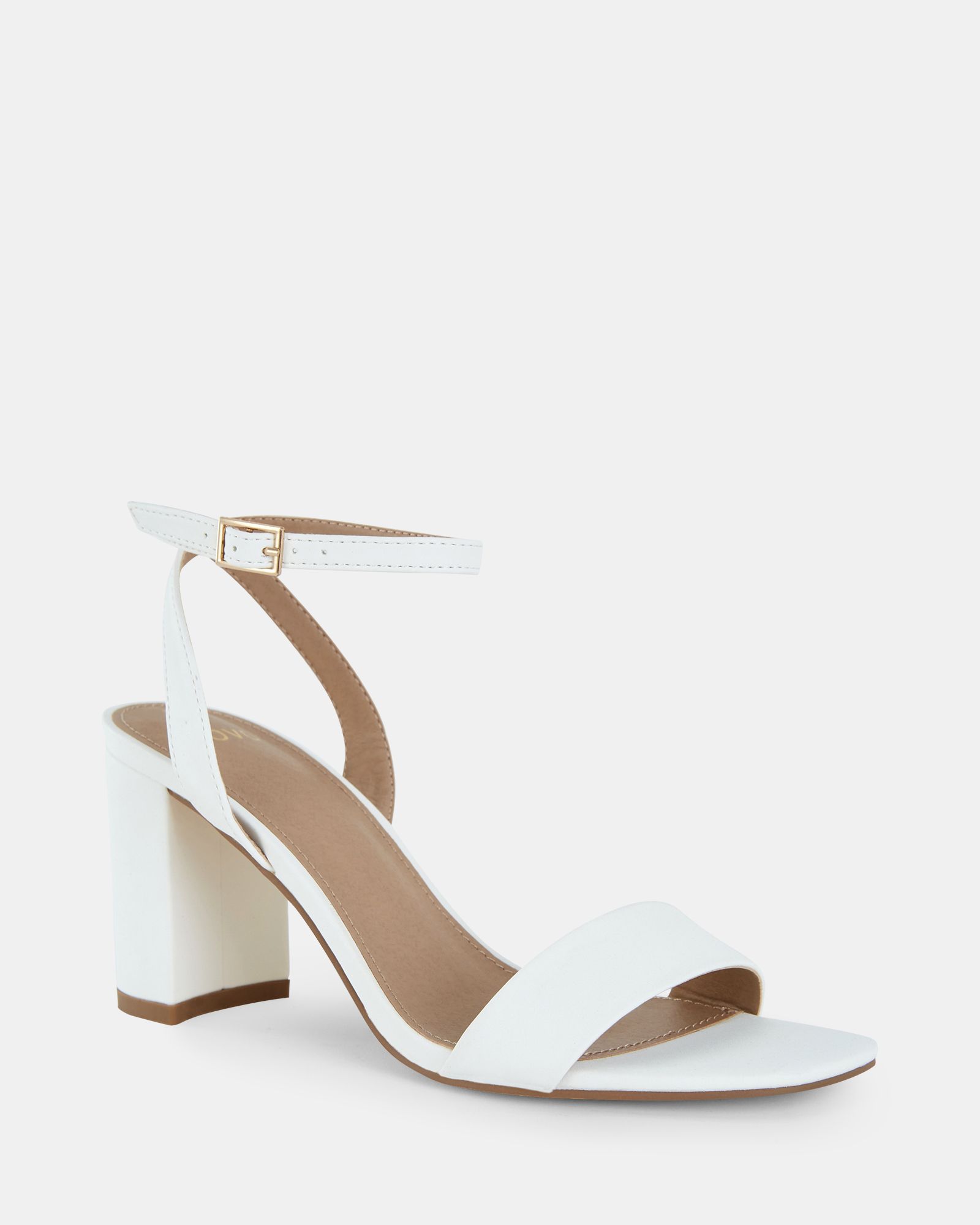 MARTINEZ White Block Heel Sandal