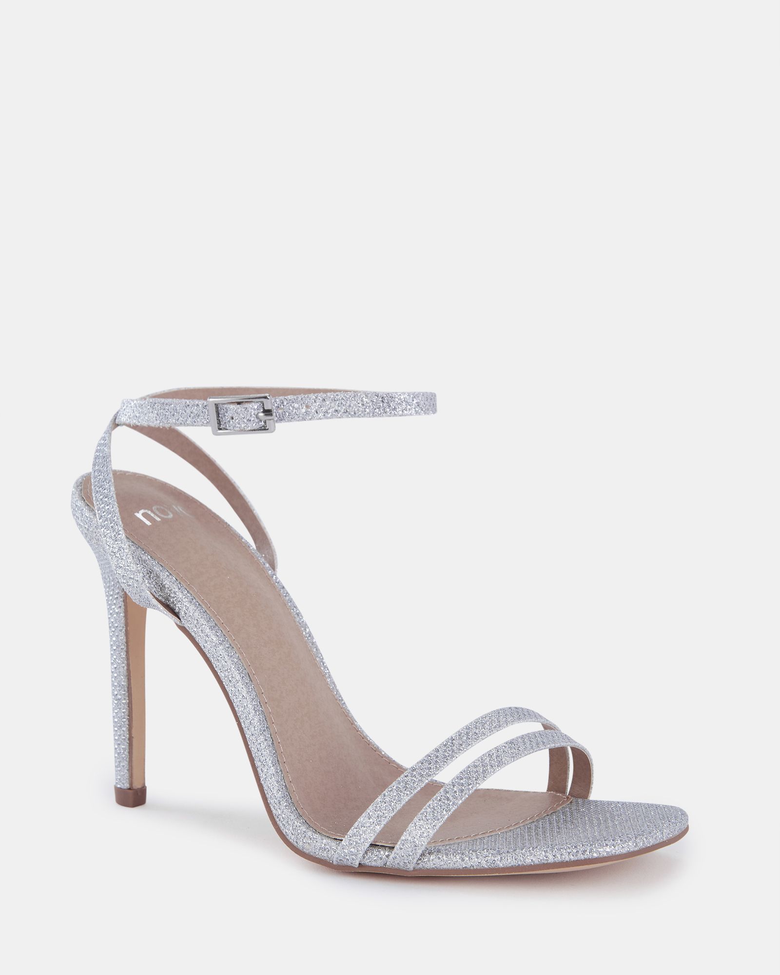 MCKENNA Silver Strappy Heeled Sandal