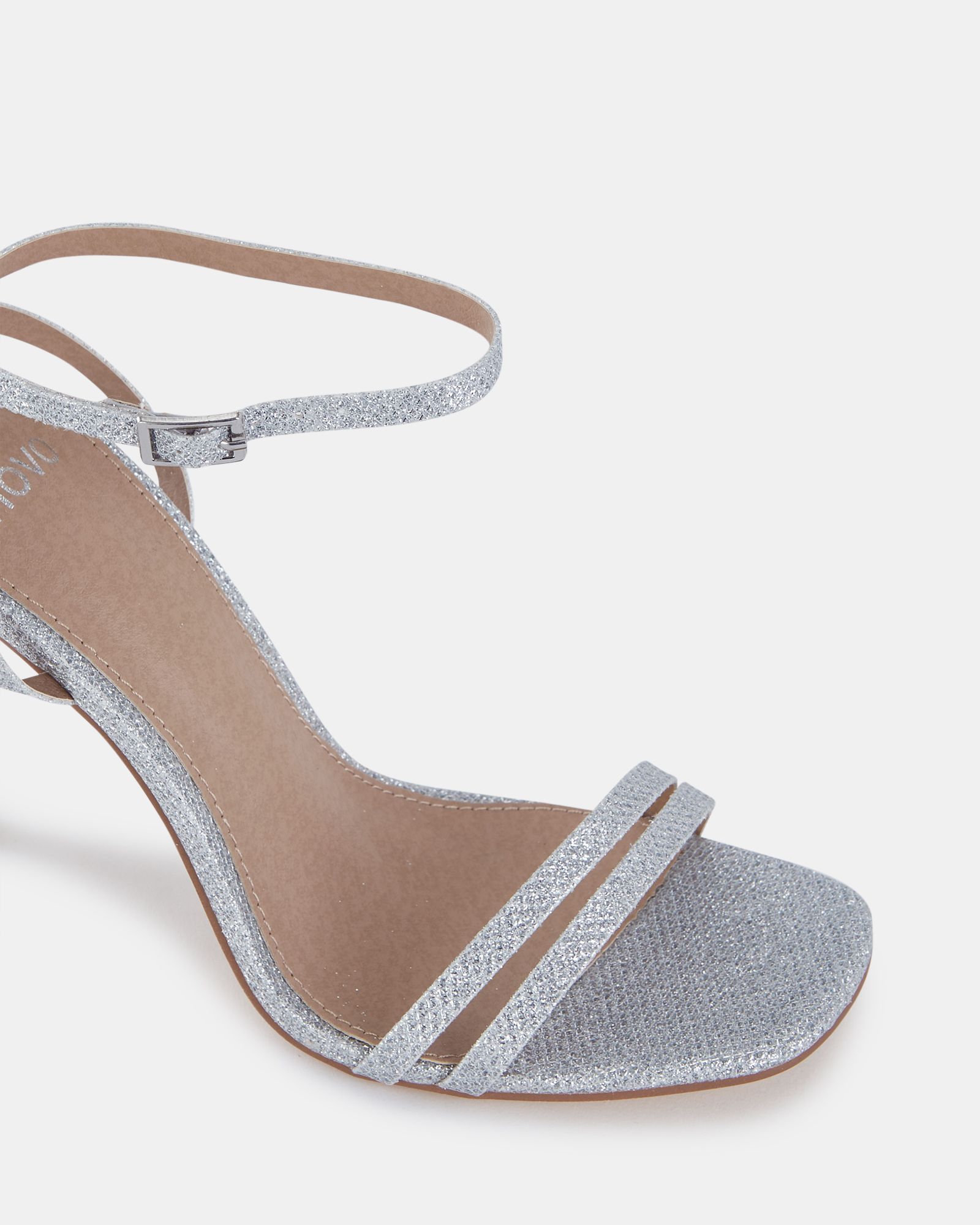 MCKENNA Silver Strappy Heeled Sandal