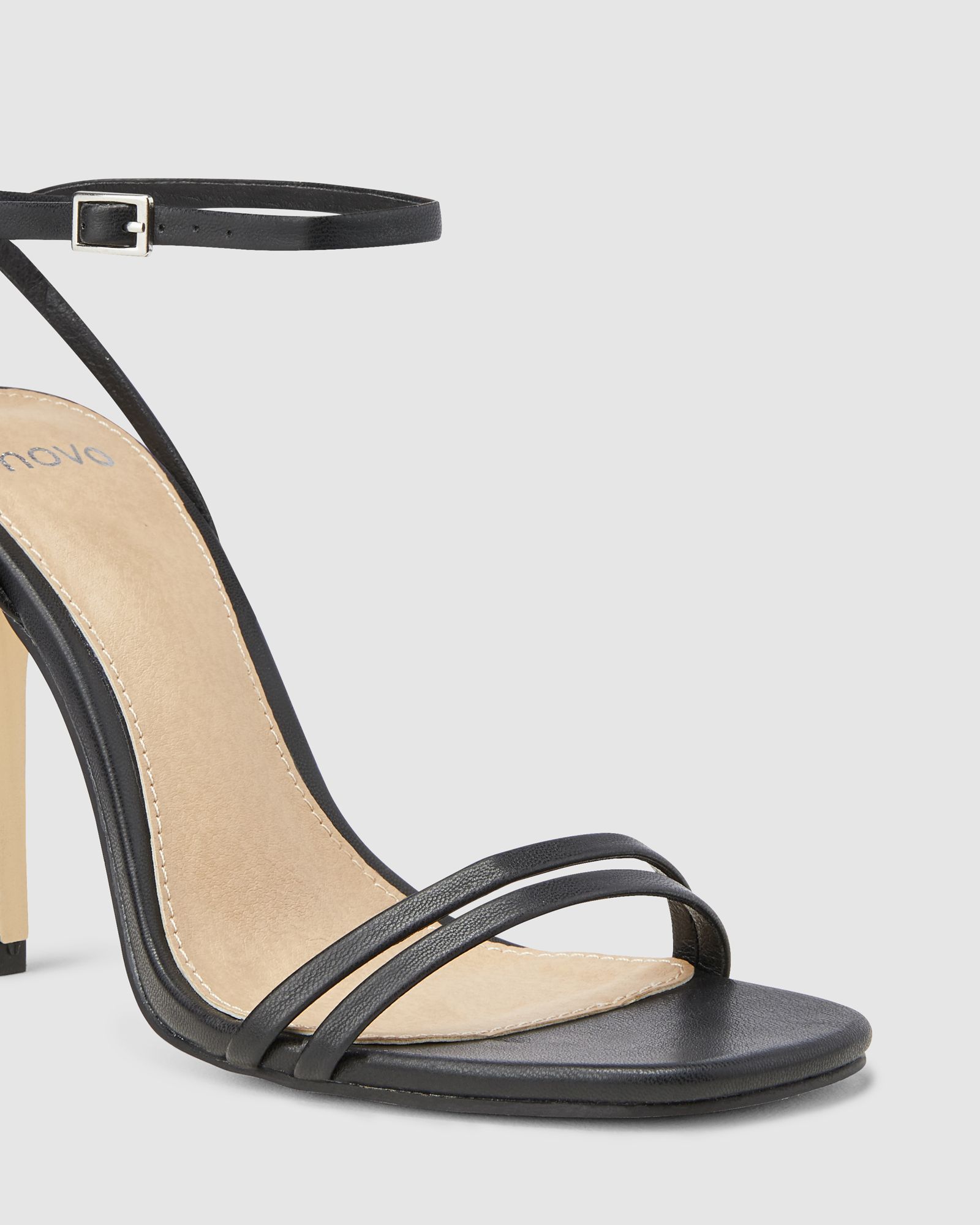 WIDE FIT MCKENNA Black Strappy Heeled Sandal