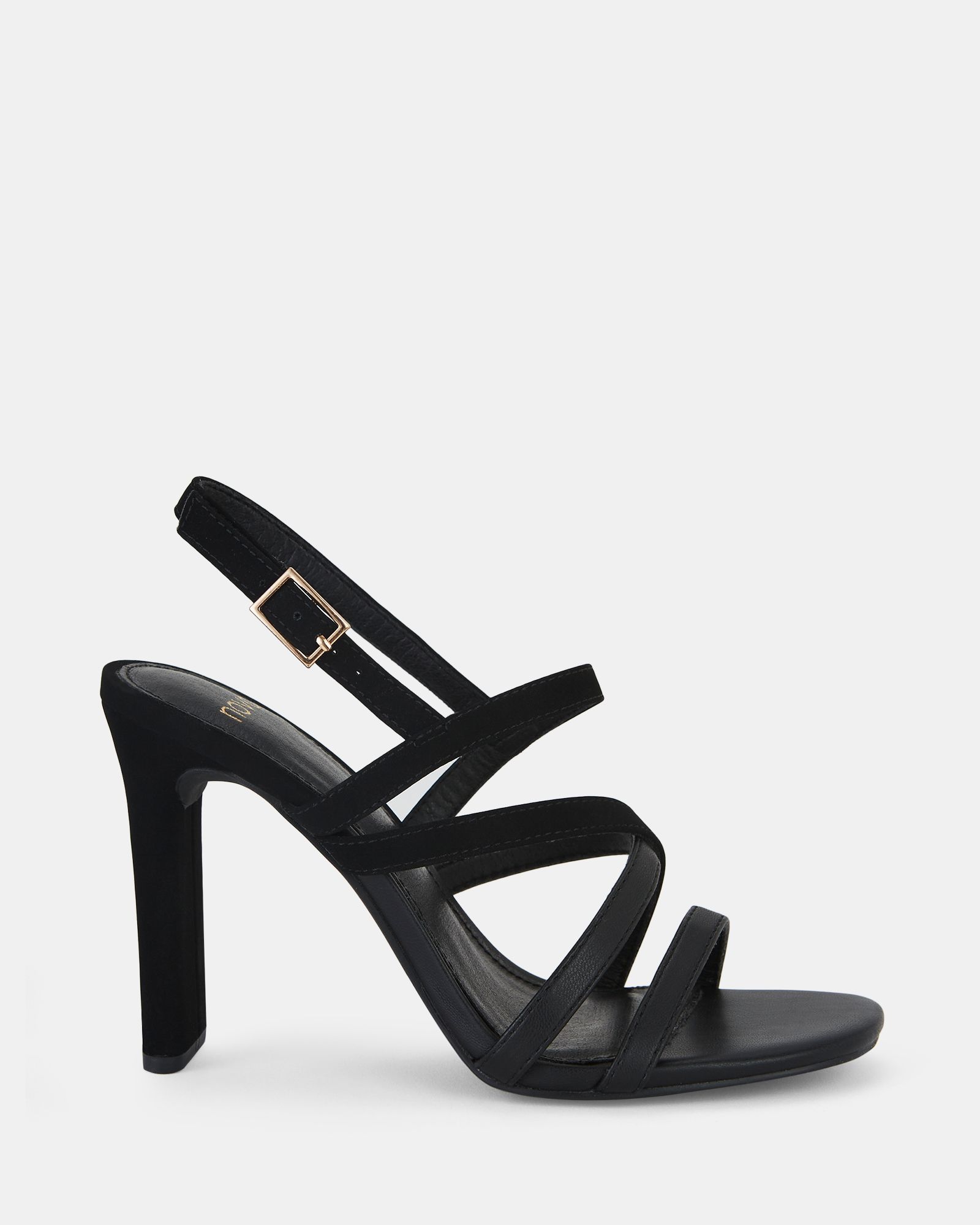 WIDE FIT MIMOSA Black Strappy Block Heels