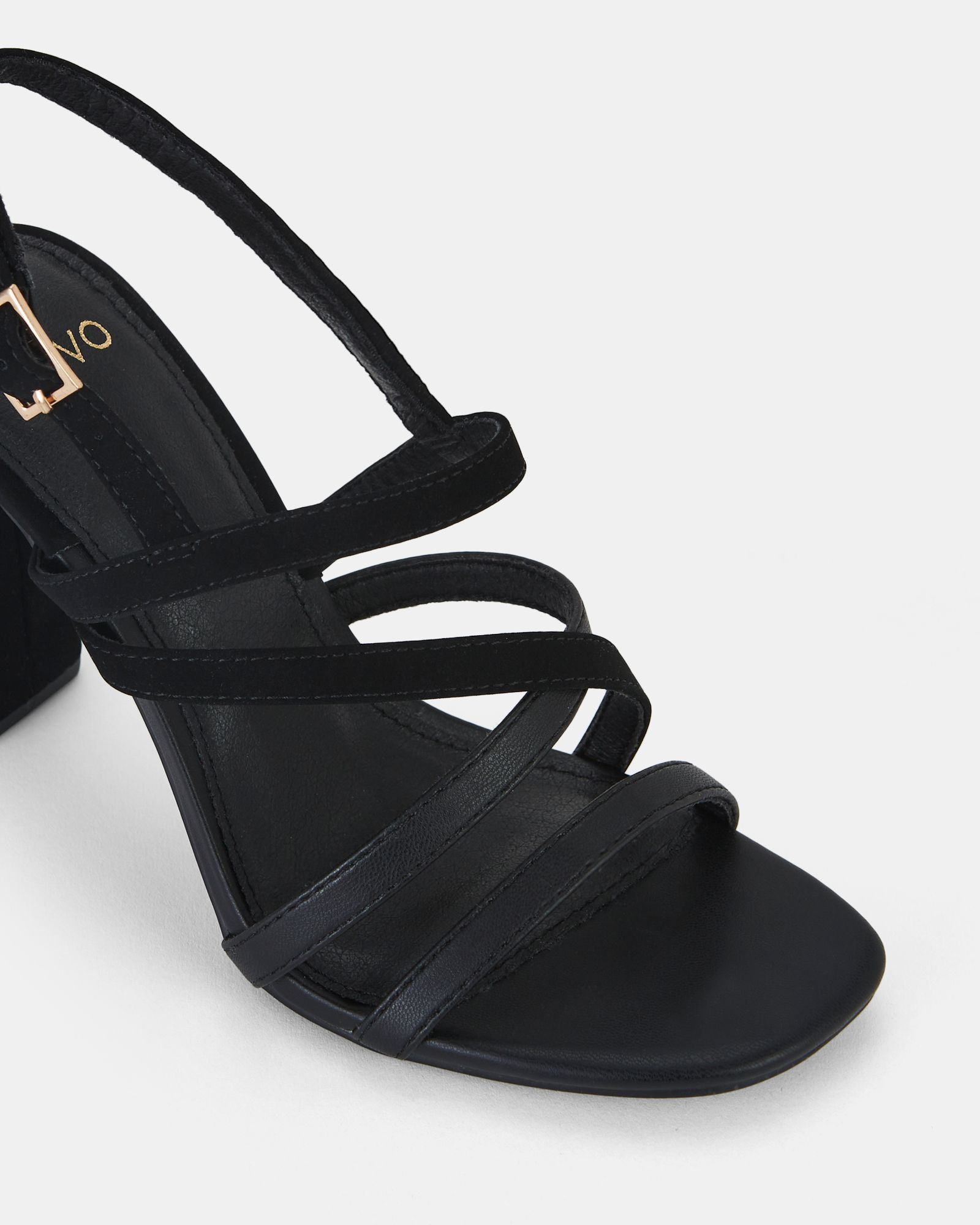 WIDE FIT MIMOSA Black Strappy Block Heels