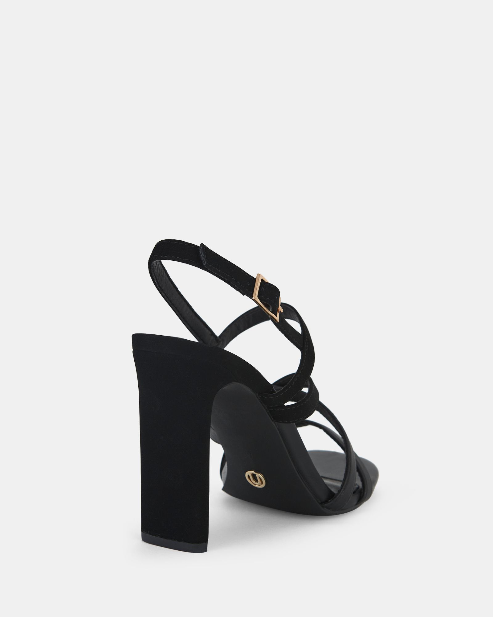 WIDE FIT MIMOSA Black Strappy Block Heels