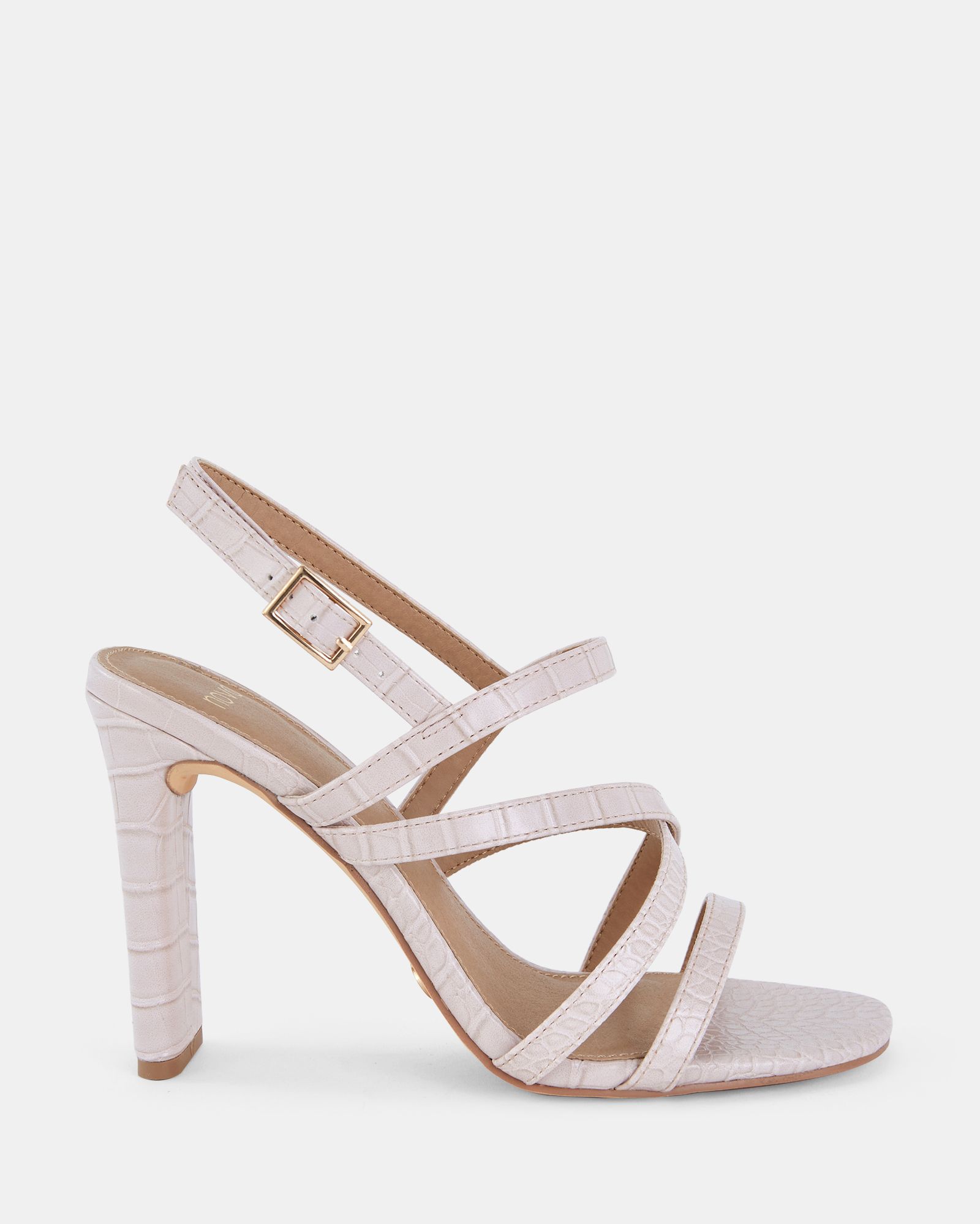 WIDE FIT MIMOSA Nude Strappy Block Heels