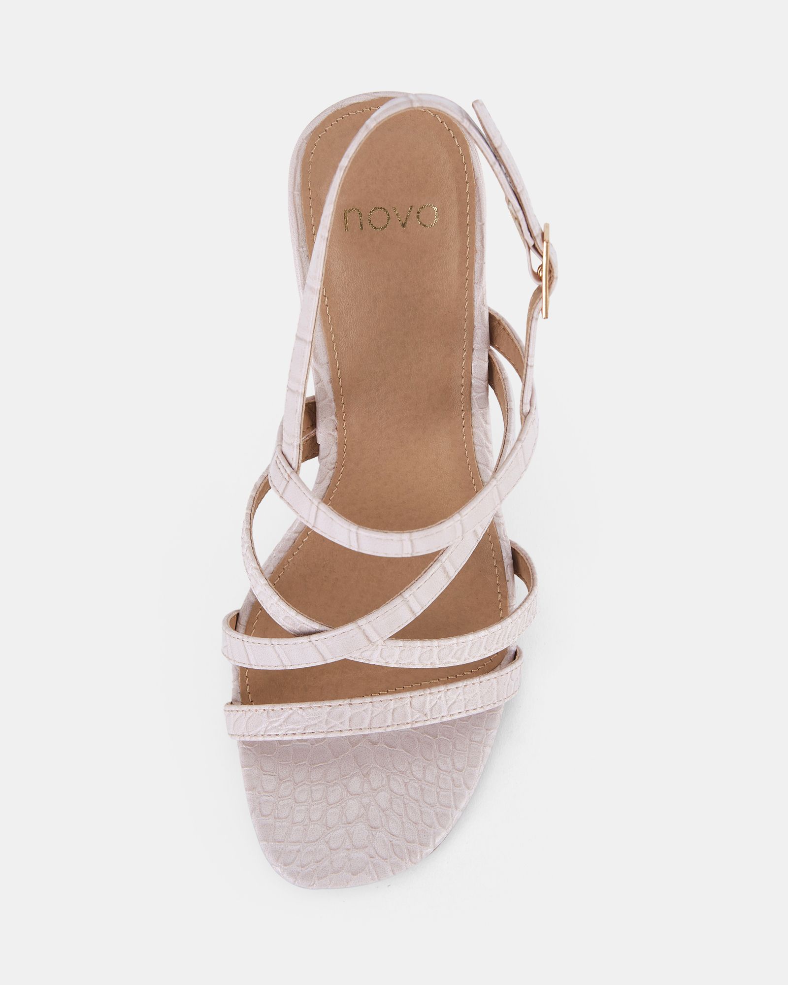 MIMOSA Nude Strappy Block Heels