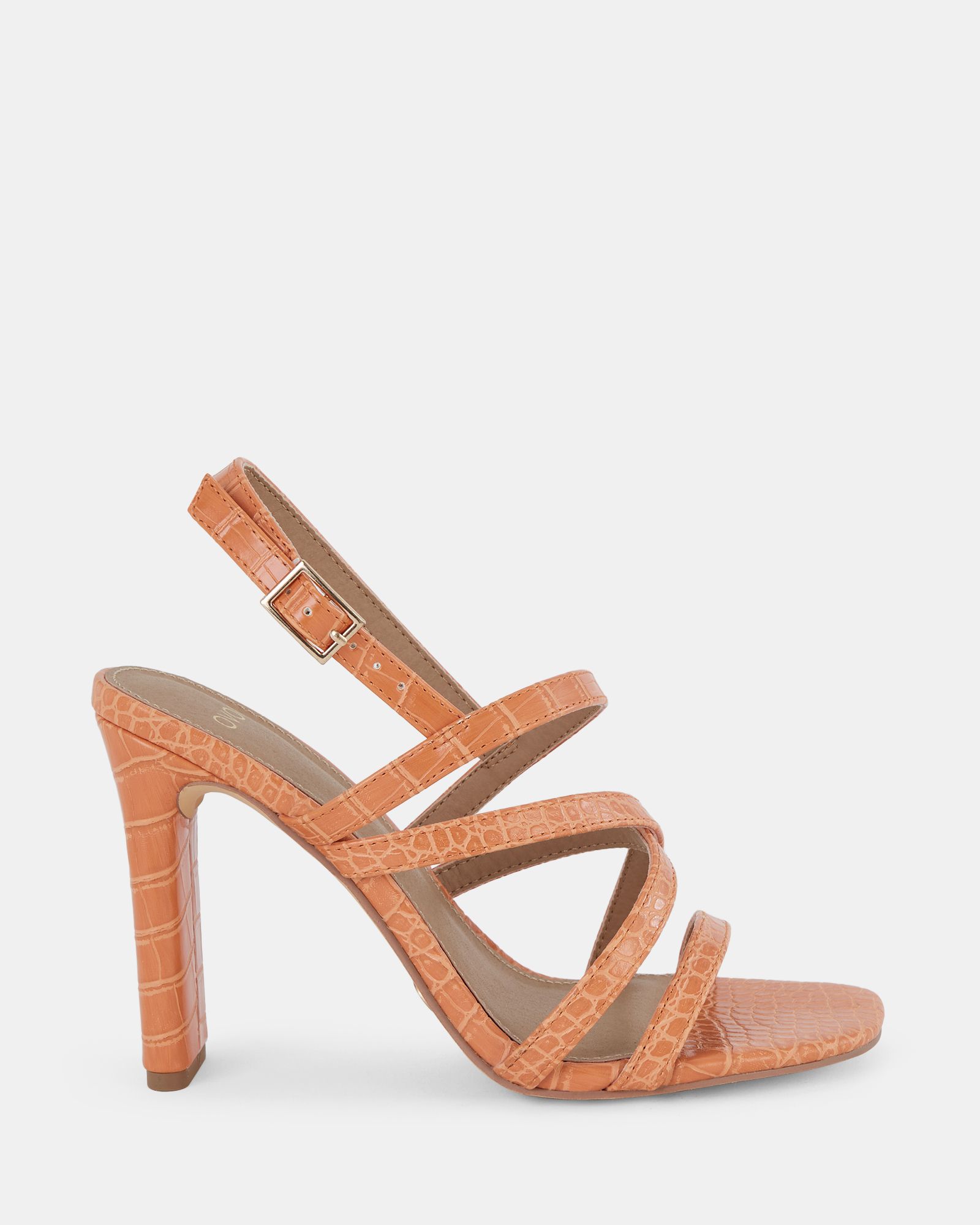 MIMOSA Orange Strappy Block Heels