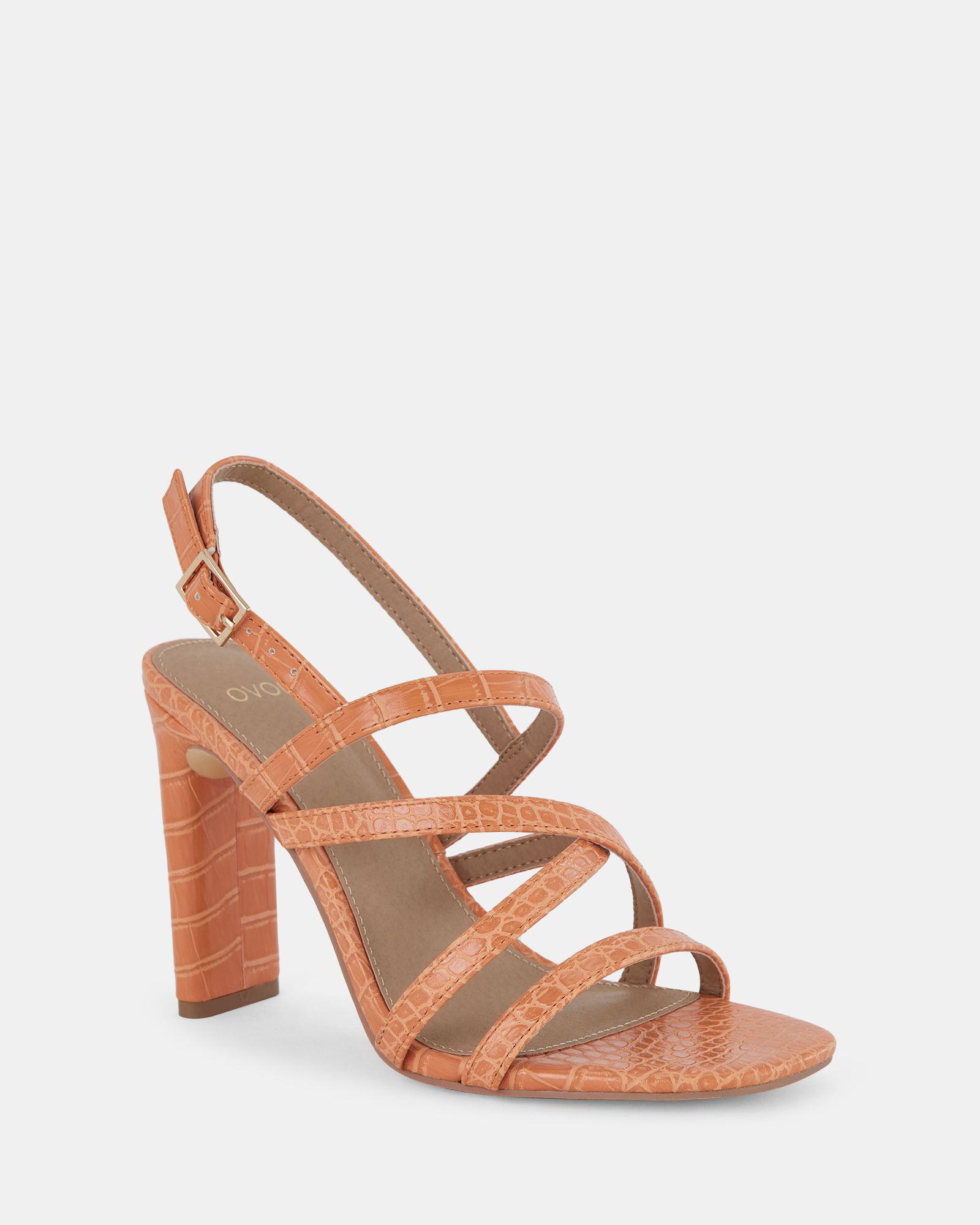 MIMOSA Orange Strappy Block Heels