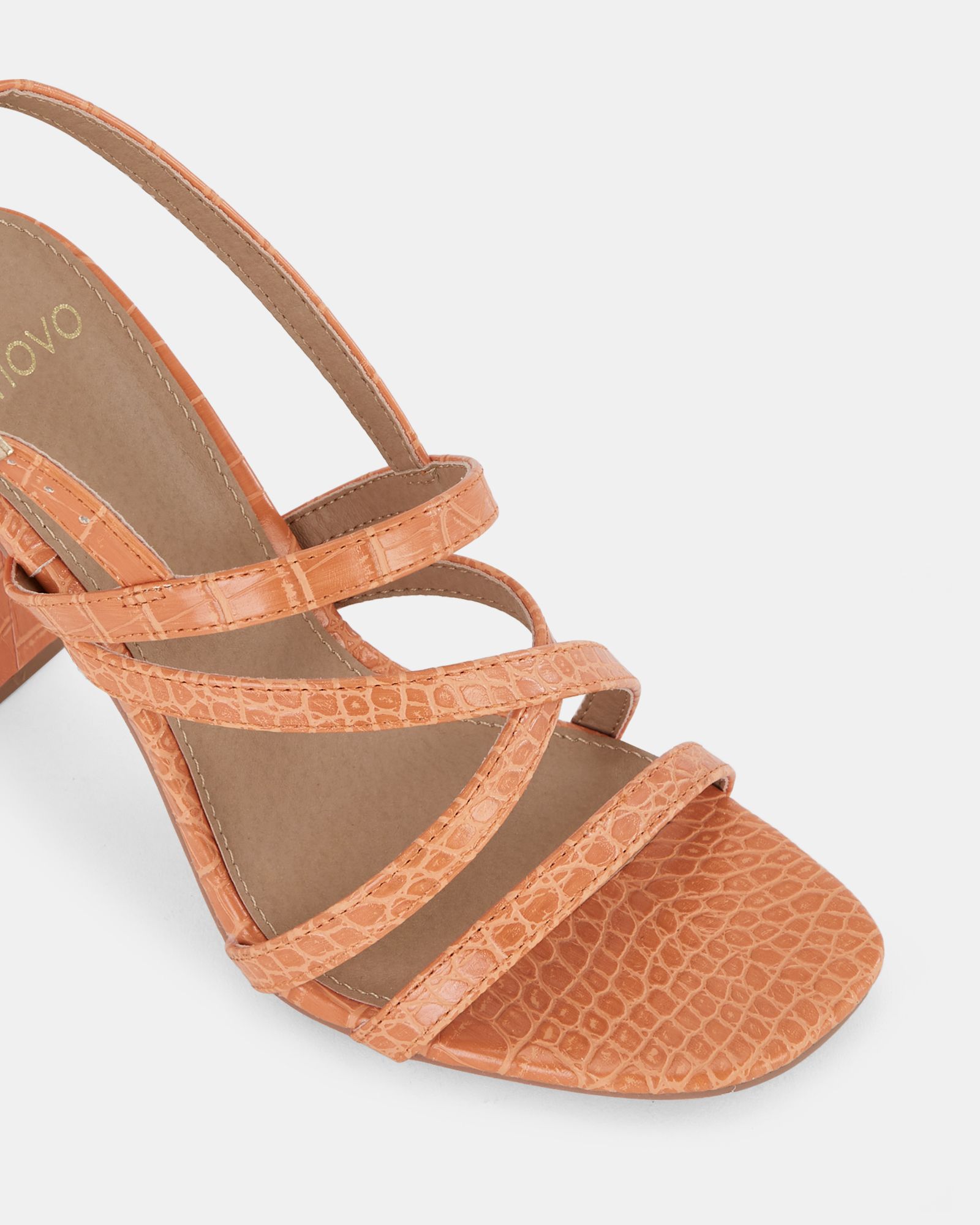 MIMOSA Orange Strappy Block Heels