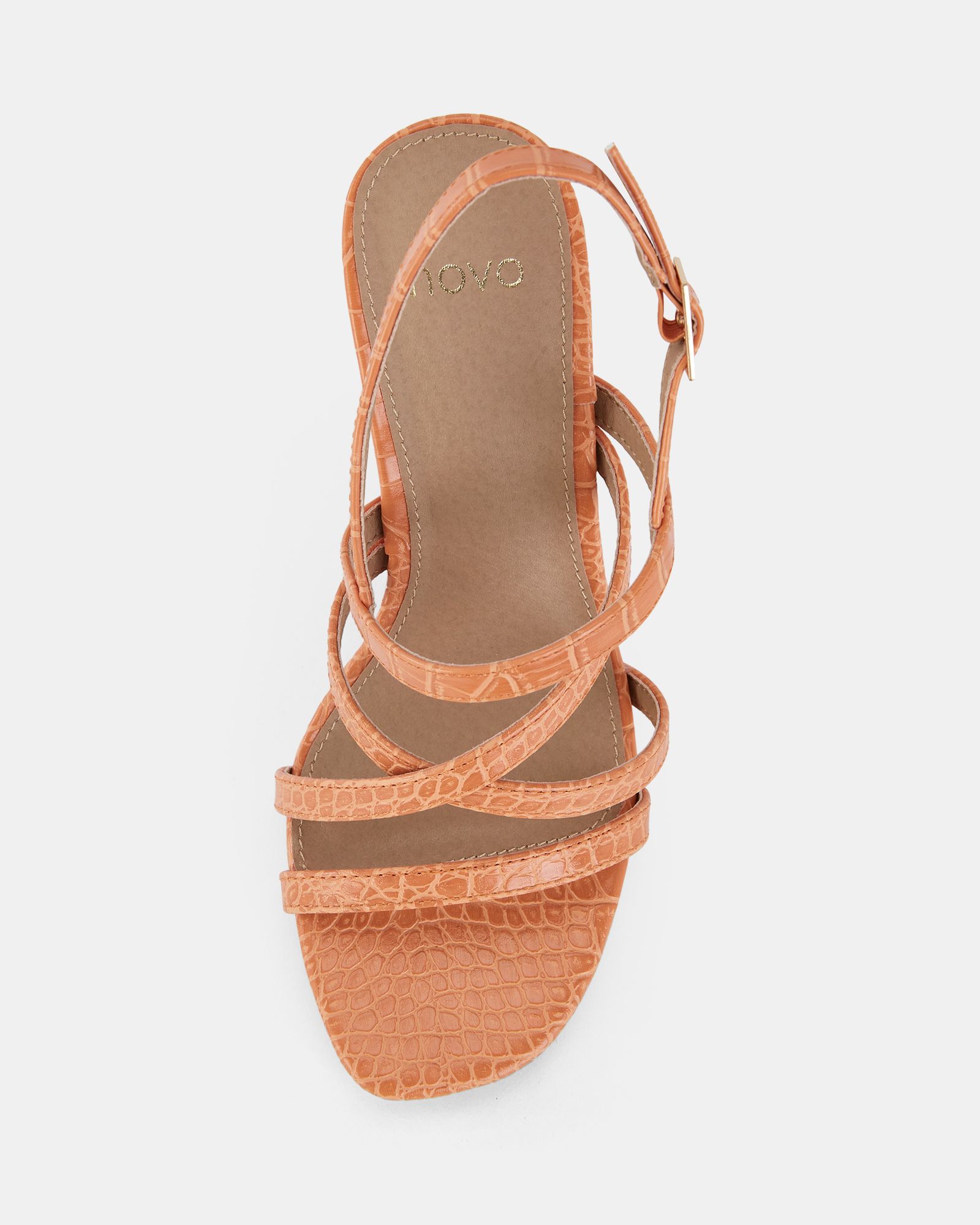 MIMOSA Orange Strappy Block Heels