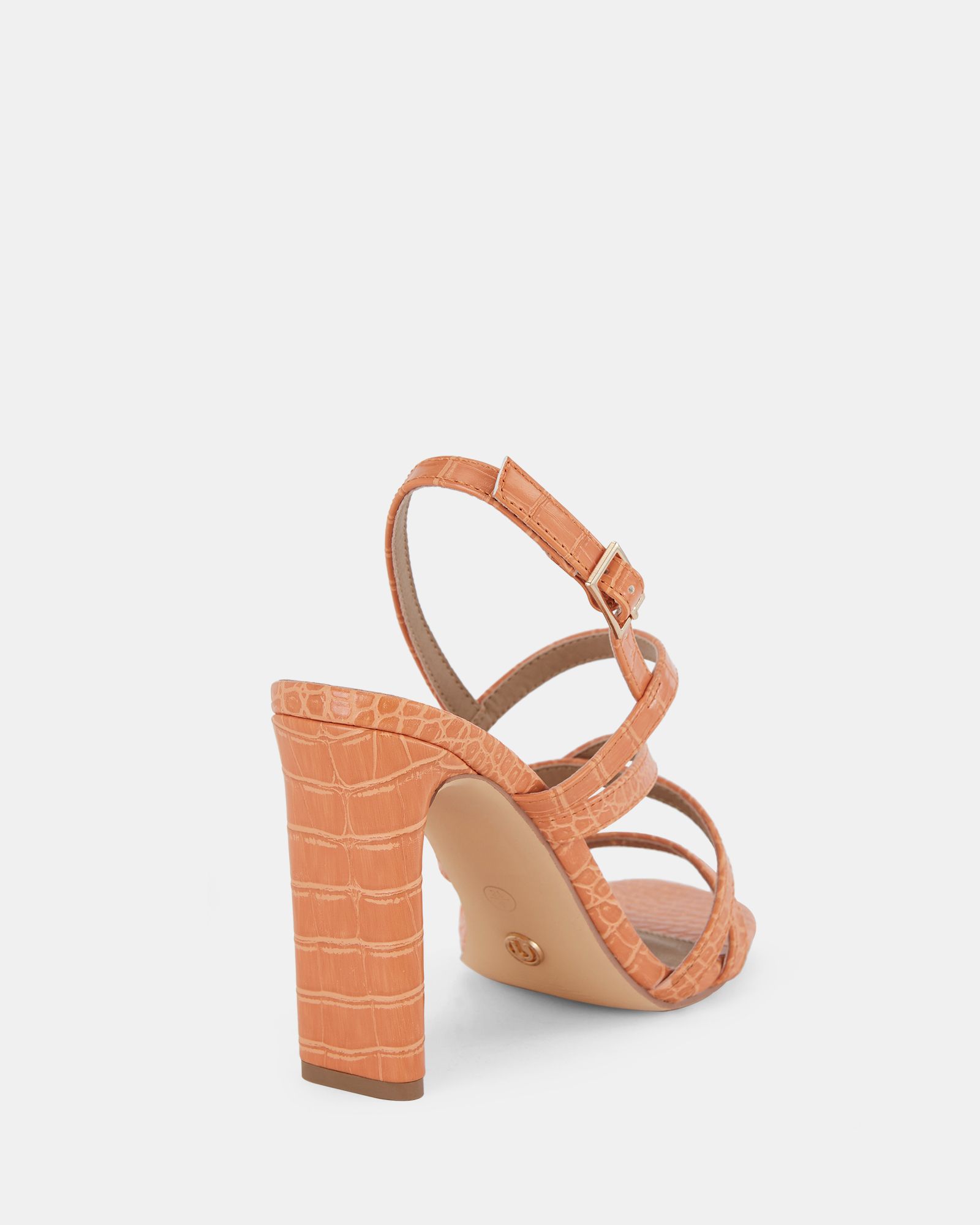 MIMOSA Orange Strappy Block Heels