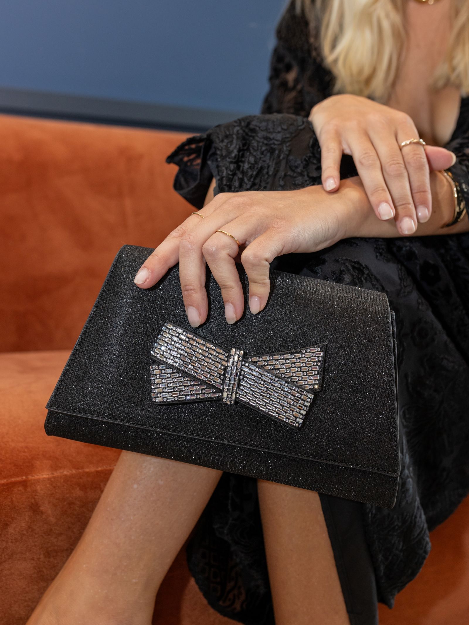 Annie Black Luxe Clutch Bag