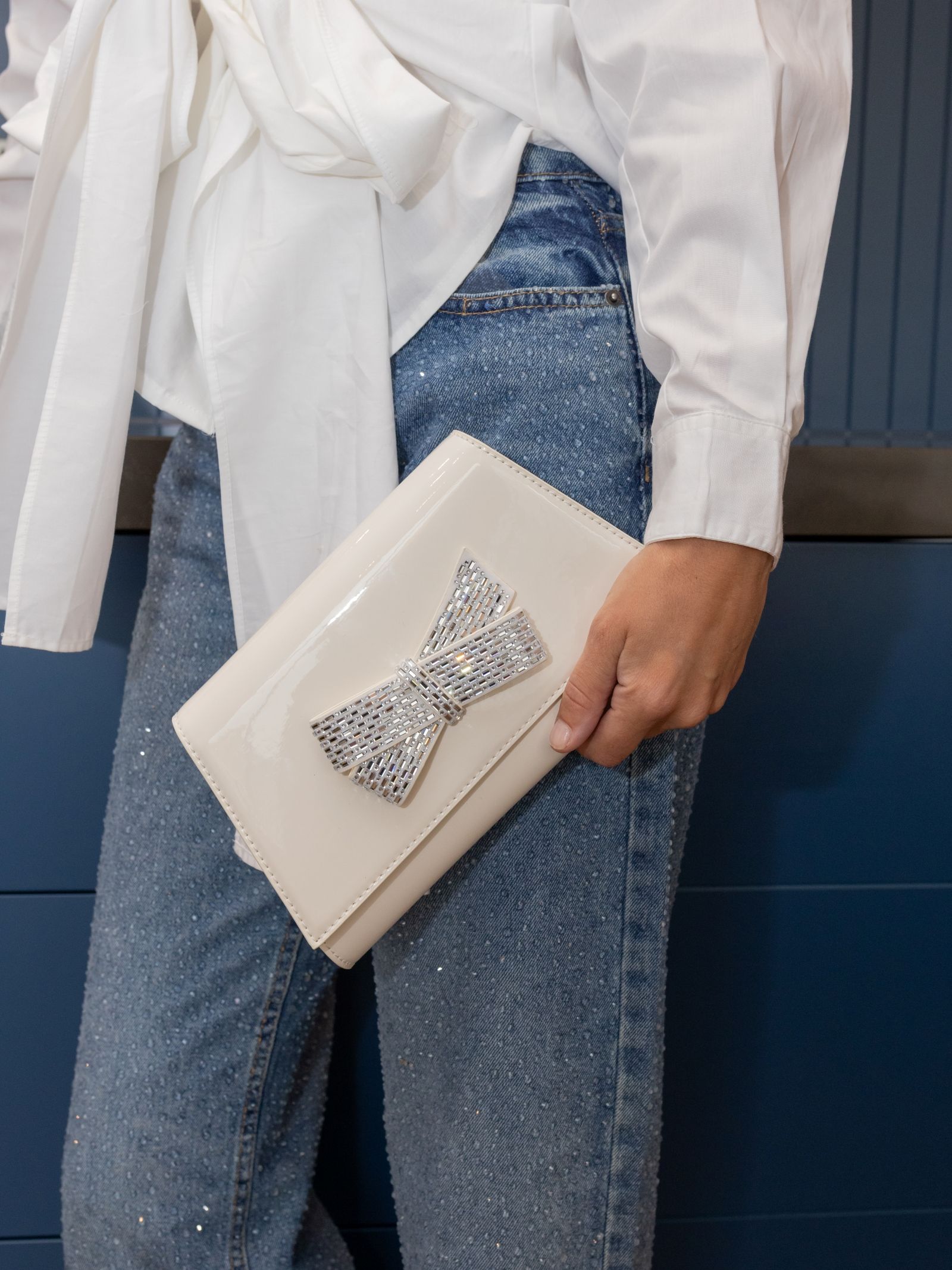 Annie Off White Luxe Clutch Bag