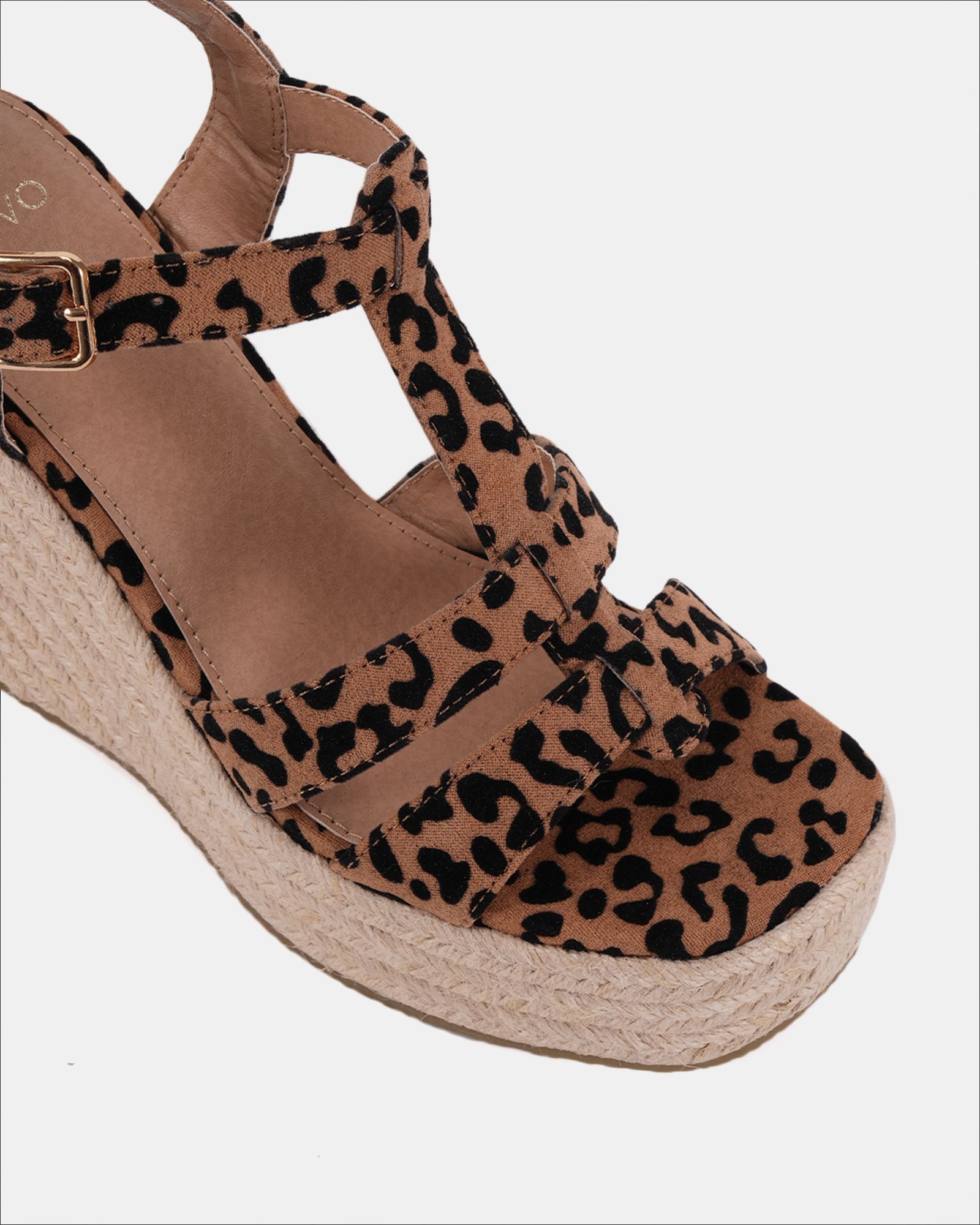 BEATRIX  Leopard Tbar Wedge Espadrille Sandal