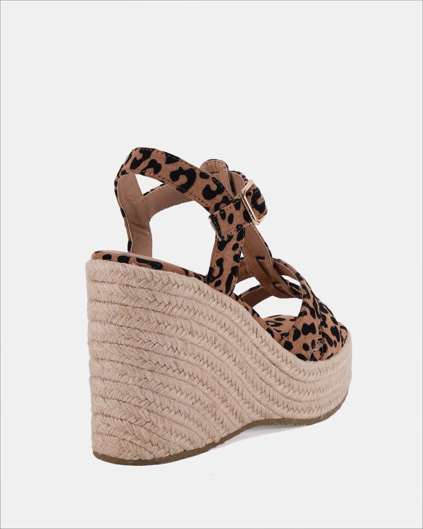 BEATRIX  Leopard Tbar Wedge Espadrille Sandal