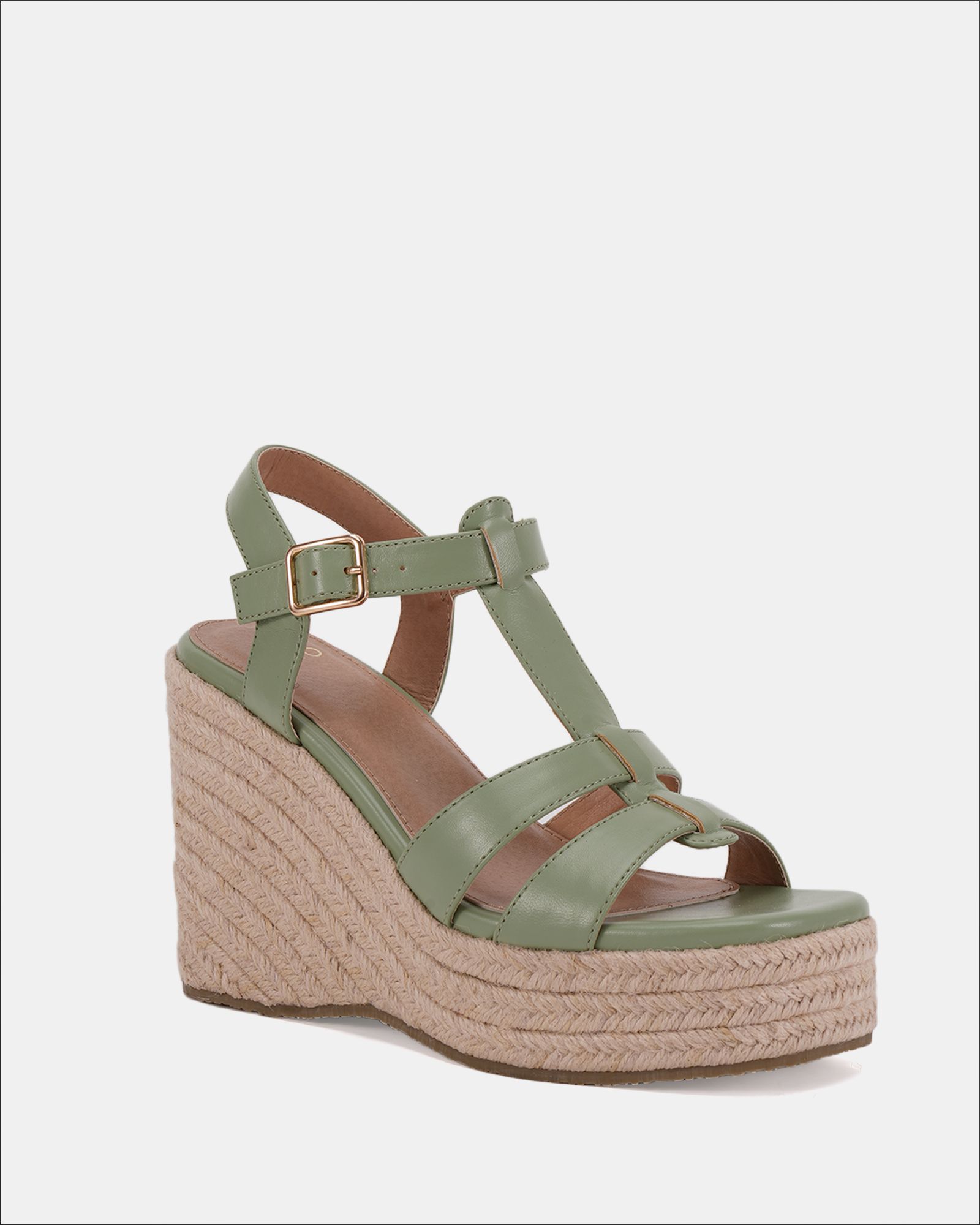 BEATRIX Sage Tbar Wedge Espadrille Sandal