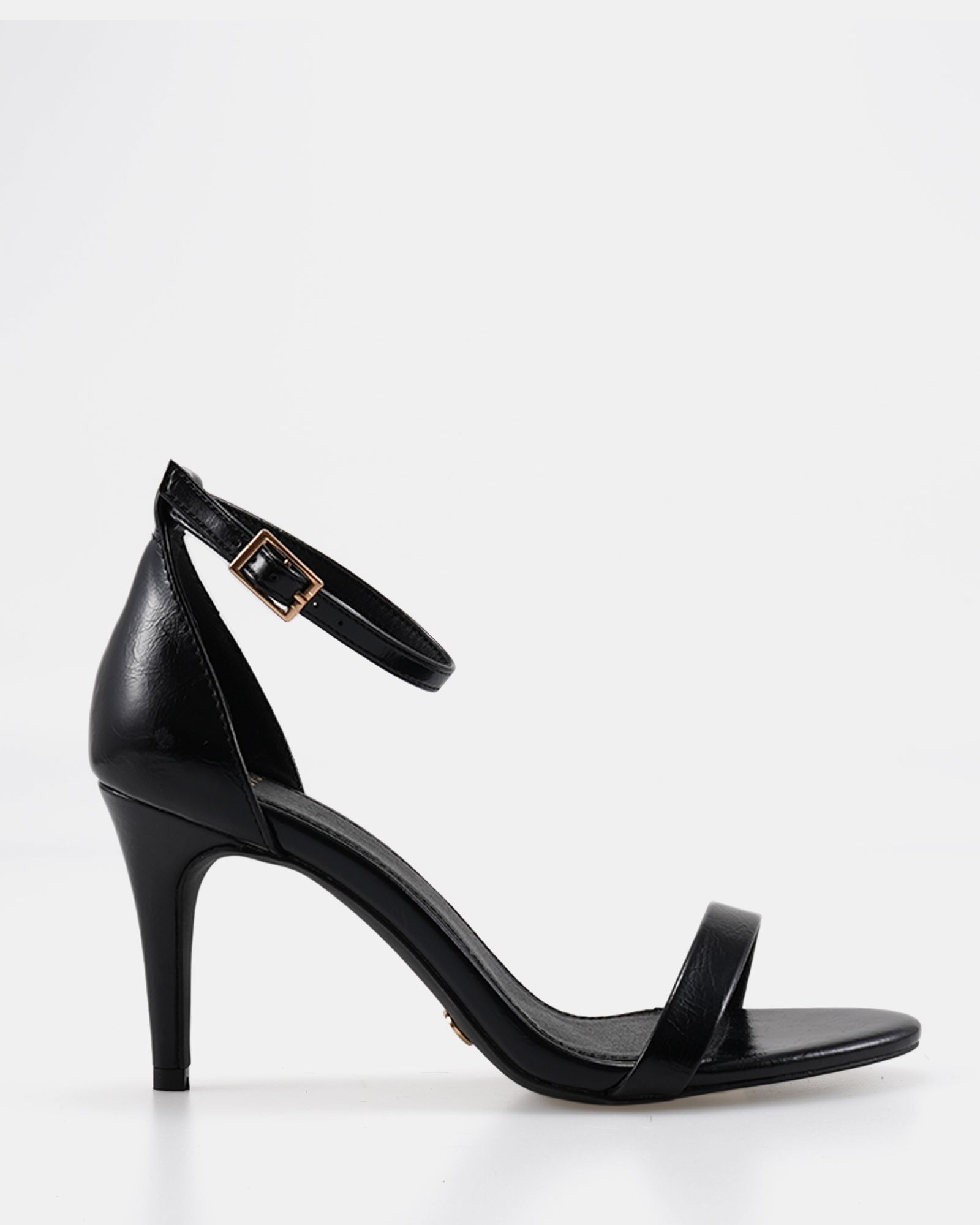 Wide Fit Berril Black Patent Two Part Mid Heels