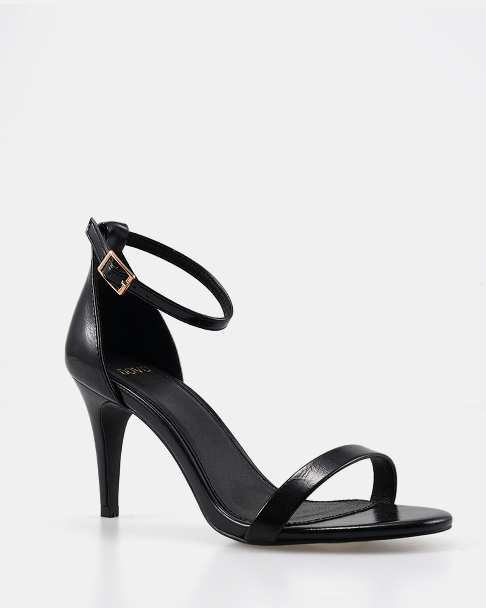 Wide Fit Berril Black Patent Two Part Mid Heels