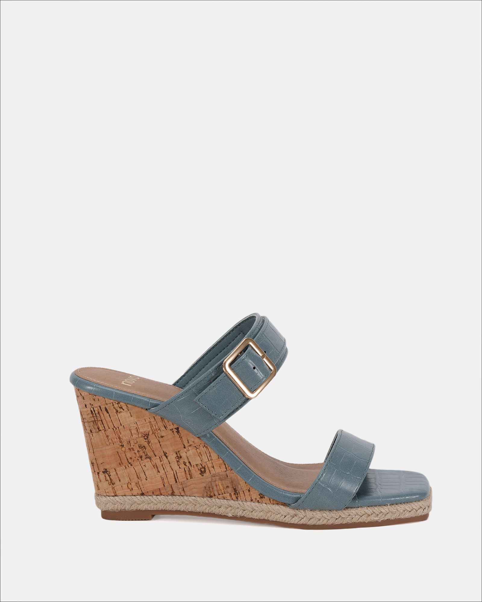 BIRCH Blue Buckle Mule Wedge Sandal
