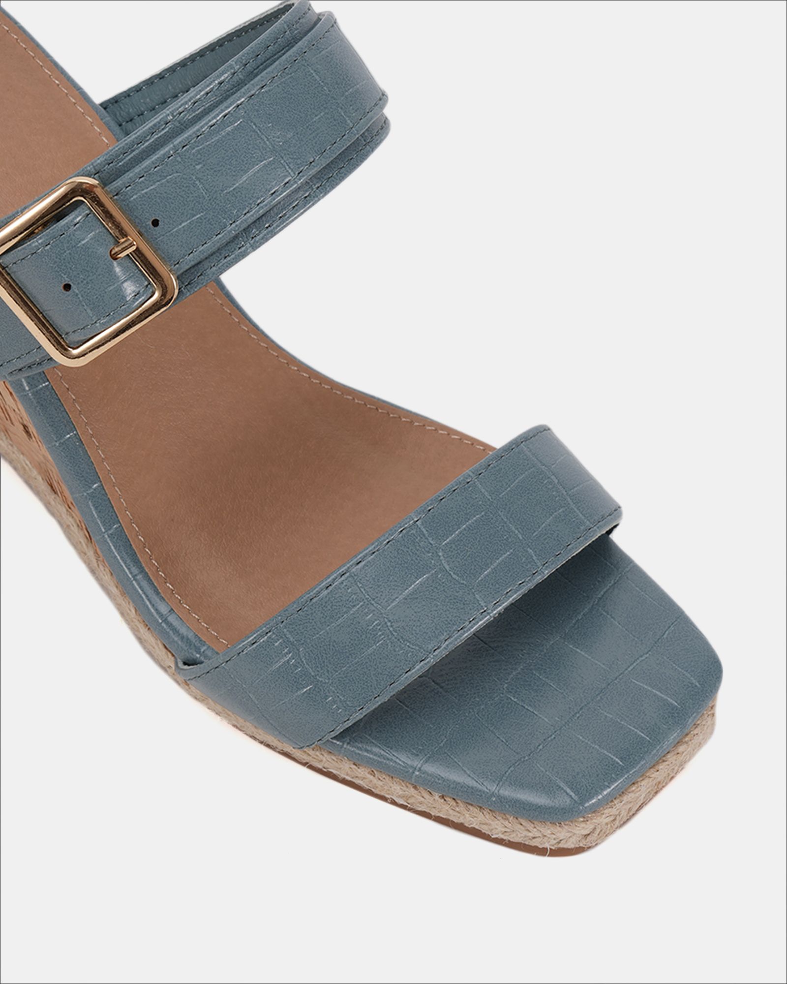 BIRCH Blue Buckle Mule Wedge Sandal