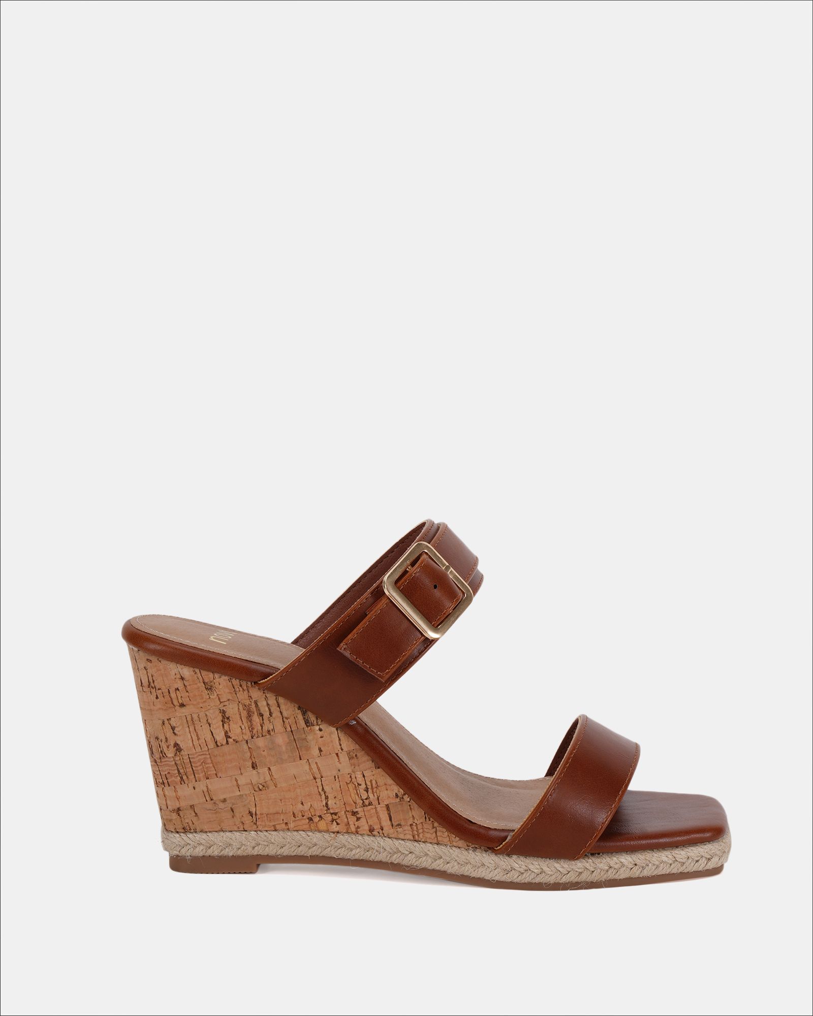 BIRCH Tan Buckle Mule Wedge Sandal