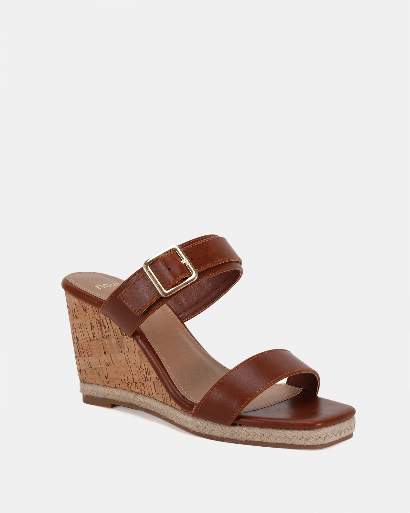 BIRCH Tan Buckle Mule Wedge Sandal