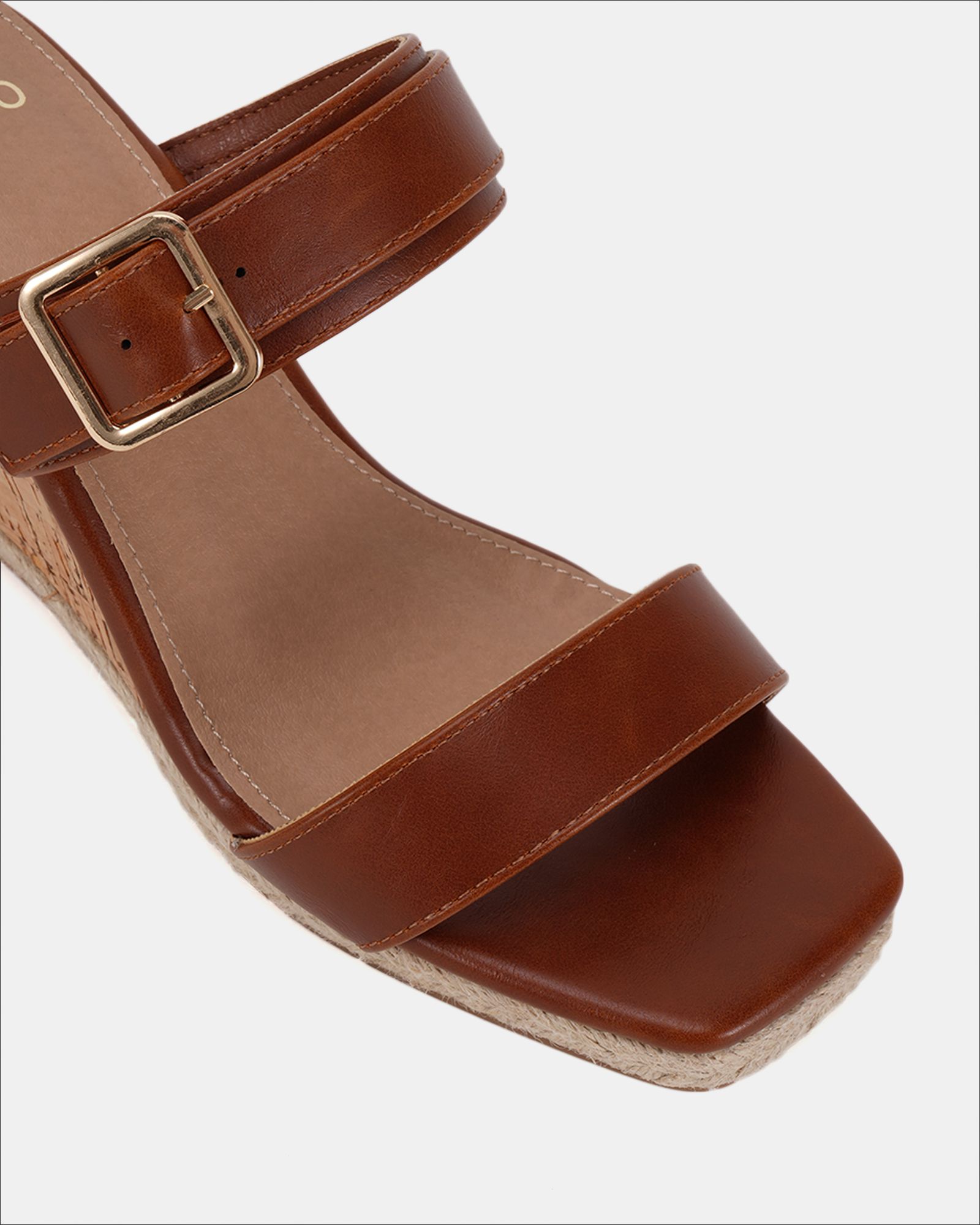 BIRCH Tan Buckle Mule Wedge Sandal