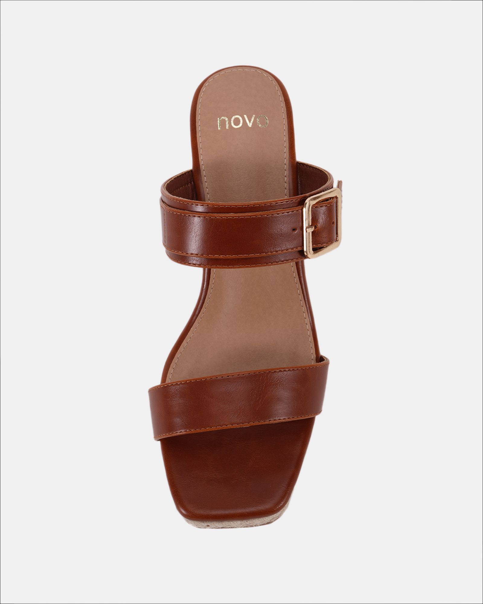 BIRCH Tan Buckle Mule Wedge Sandal