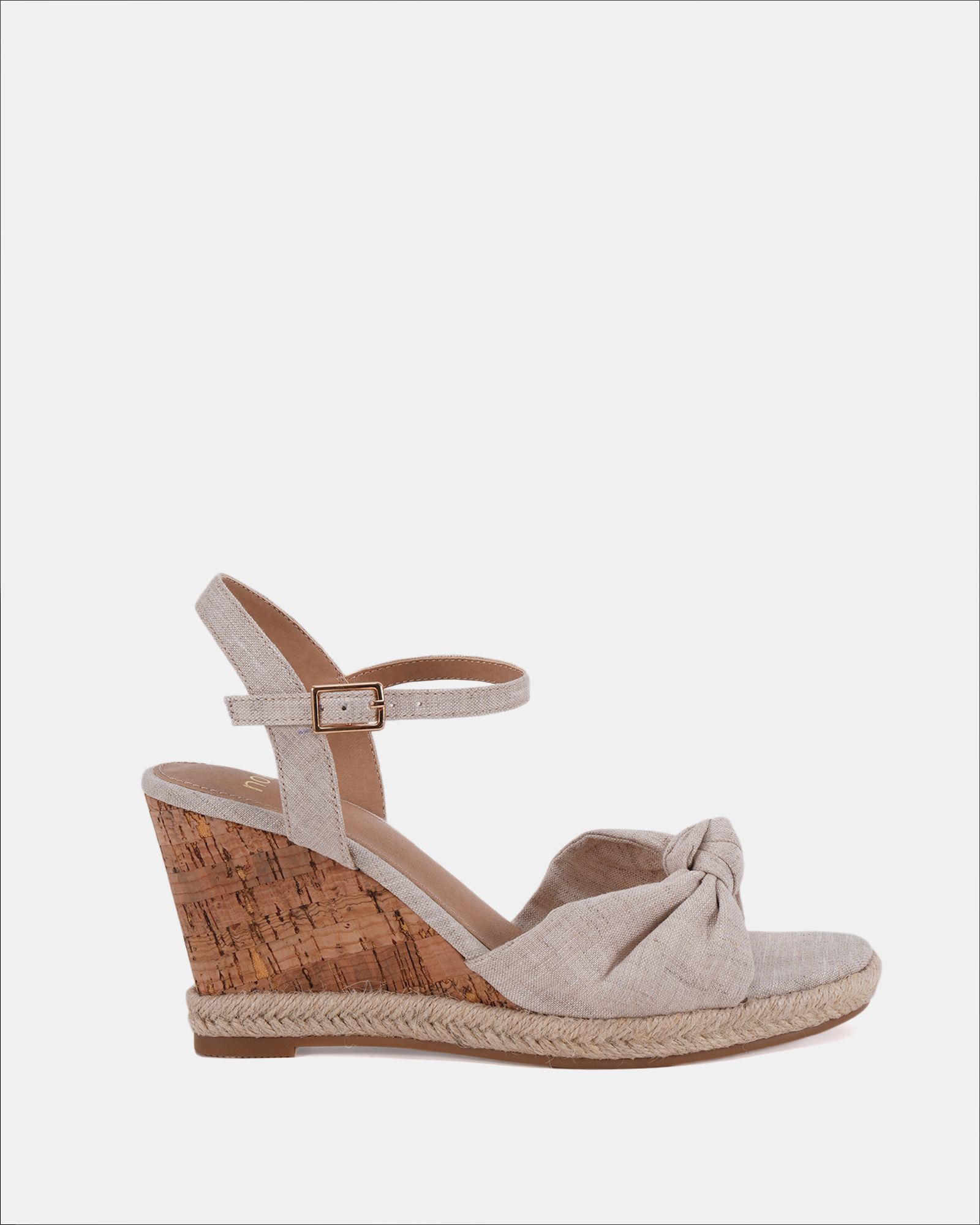 WIDE FIT BLOOM Linen Knot Cork Wedge Sandal