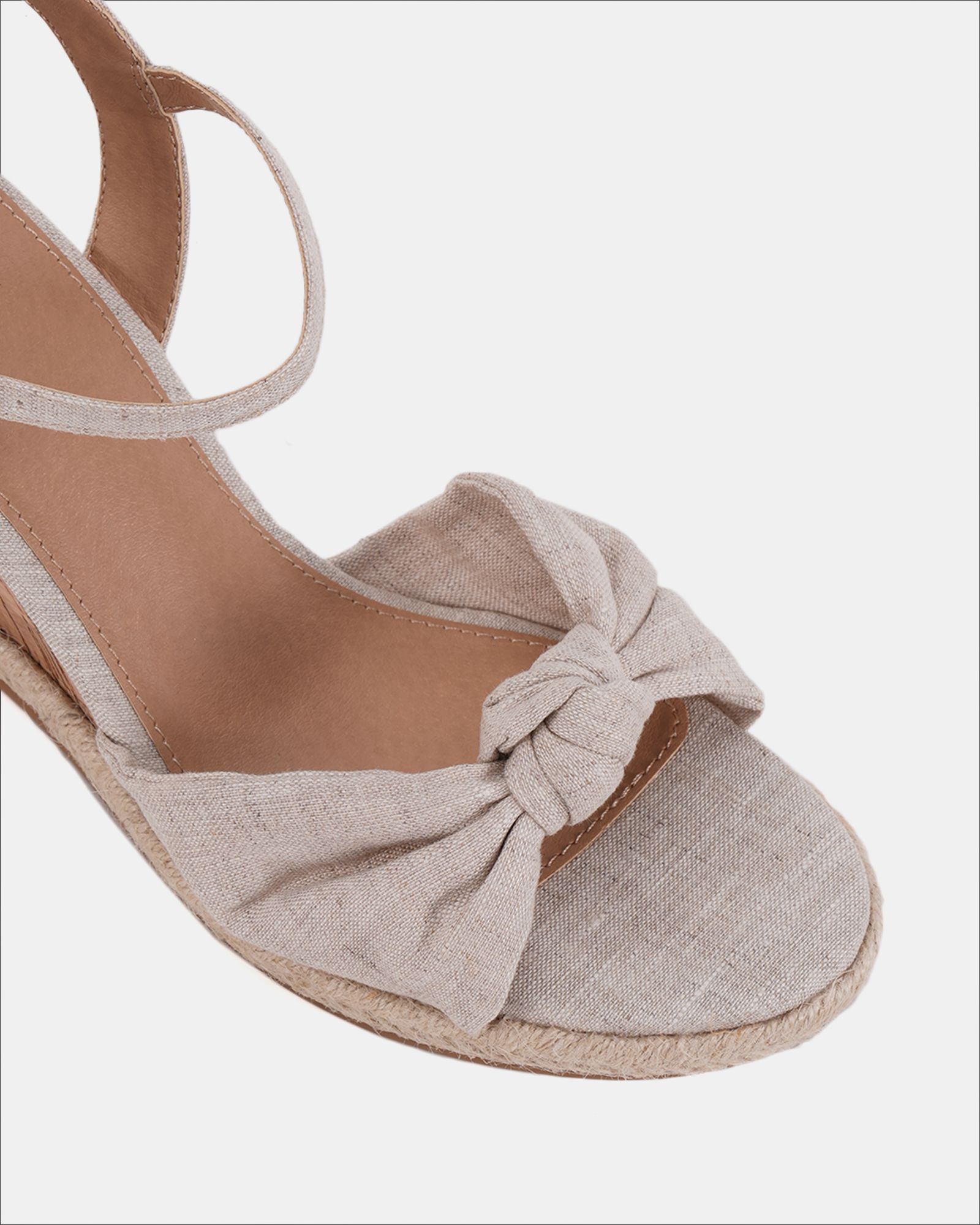 BLOOM Linen Knot Cork Wedge Sandal