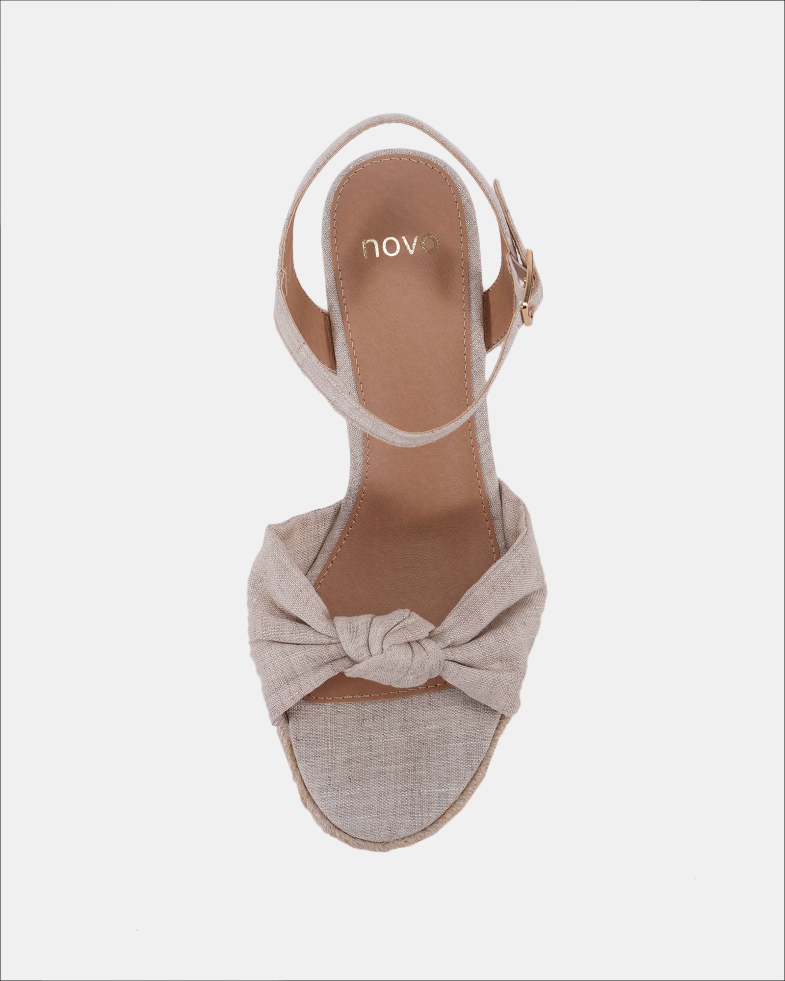 BLOOM Linen Knot Cork Wedge Sandal