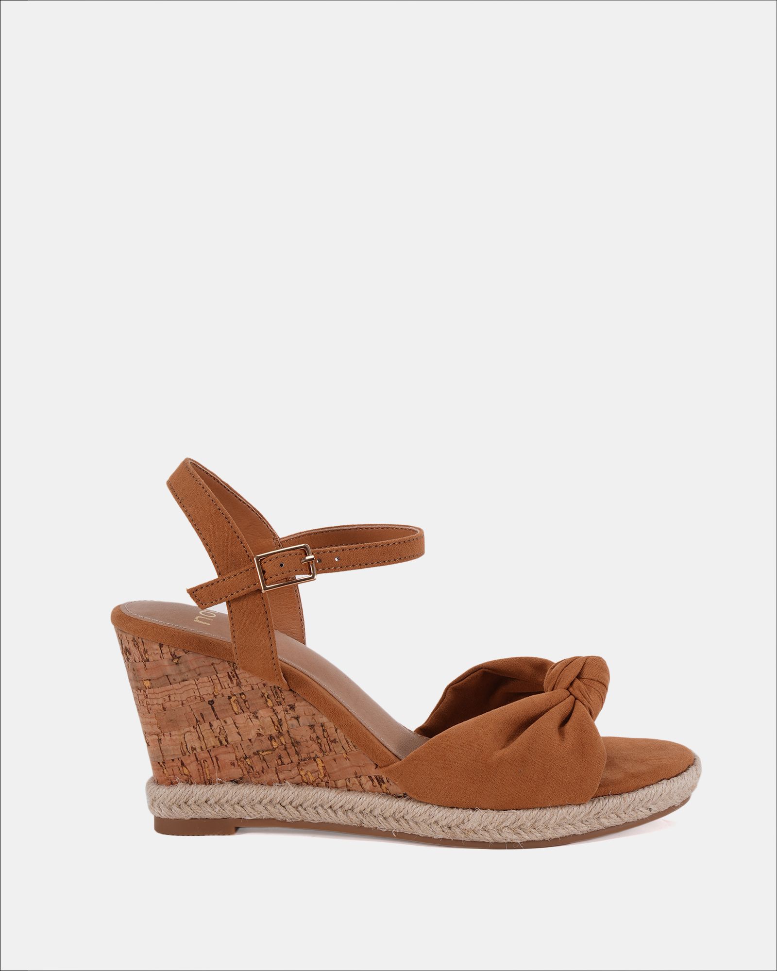 BLOOM Tan Knot Cork Wedge Sandal