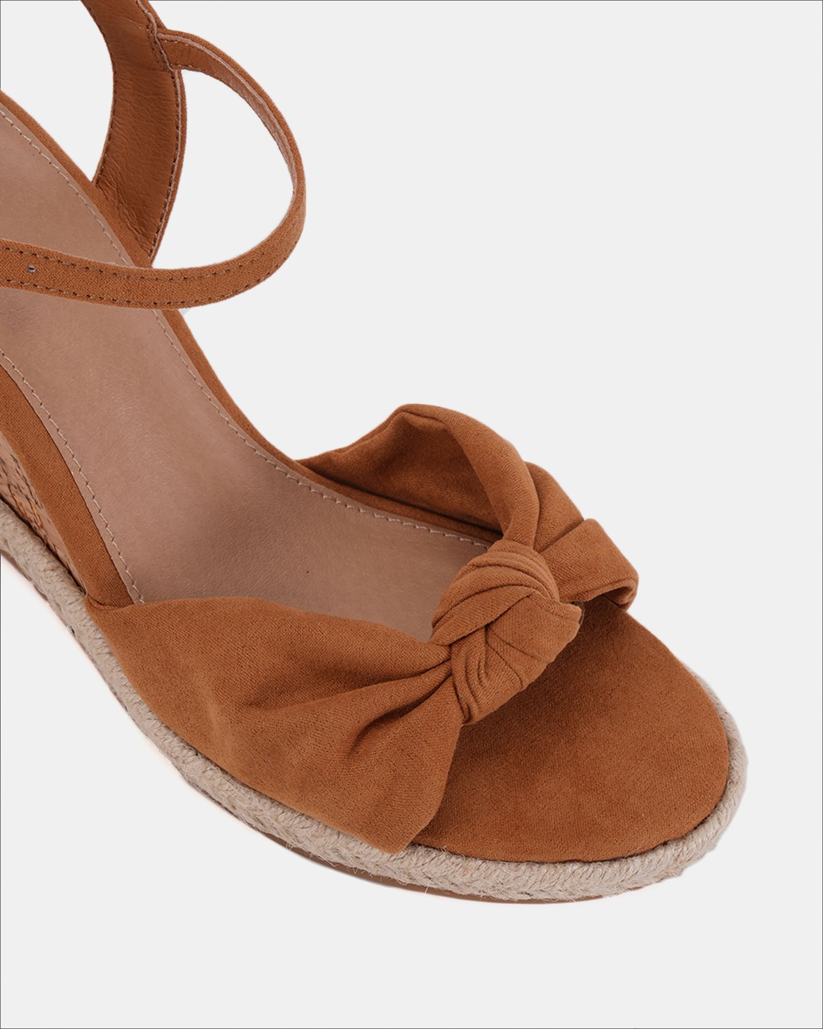 WIDE FIT BLOOM Tan Knot Cork Wedge Sandal