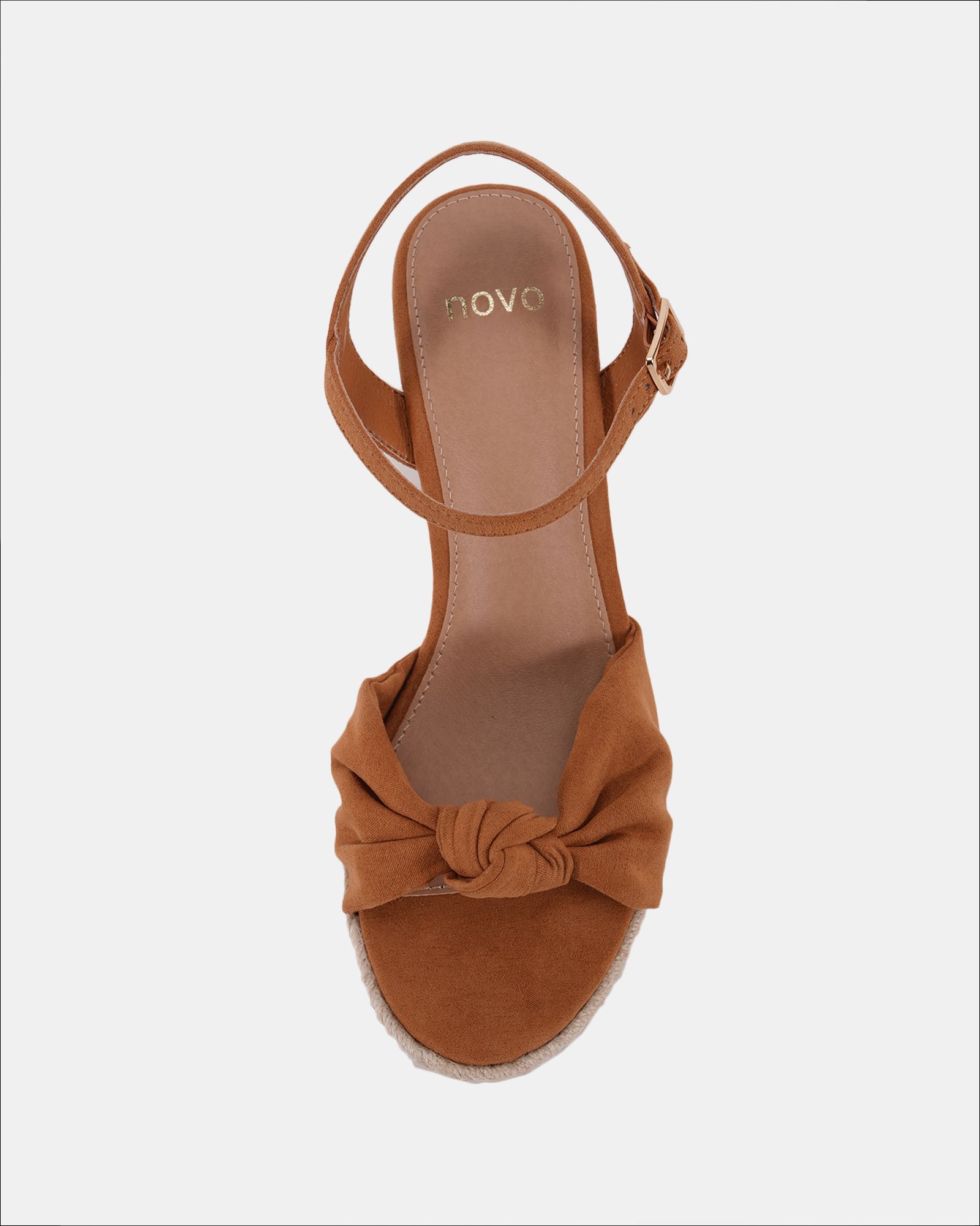 BLOOM Tan Knot Cork Wedge Sandal