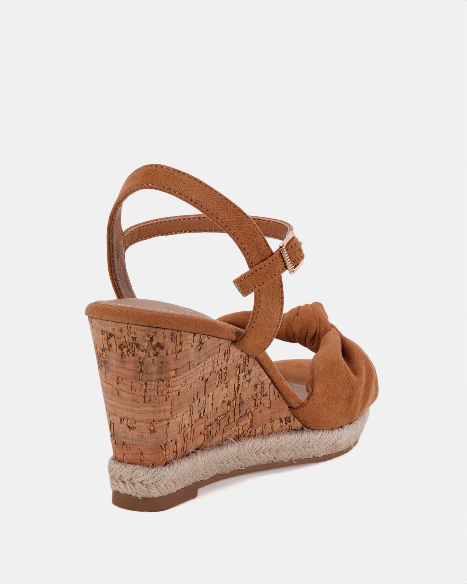 BLOOM Tan Knot Cork Wedge Sandal