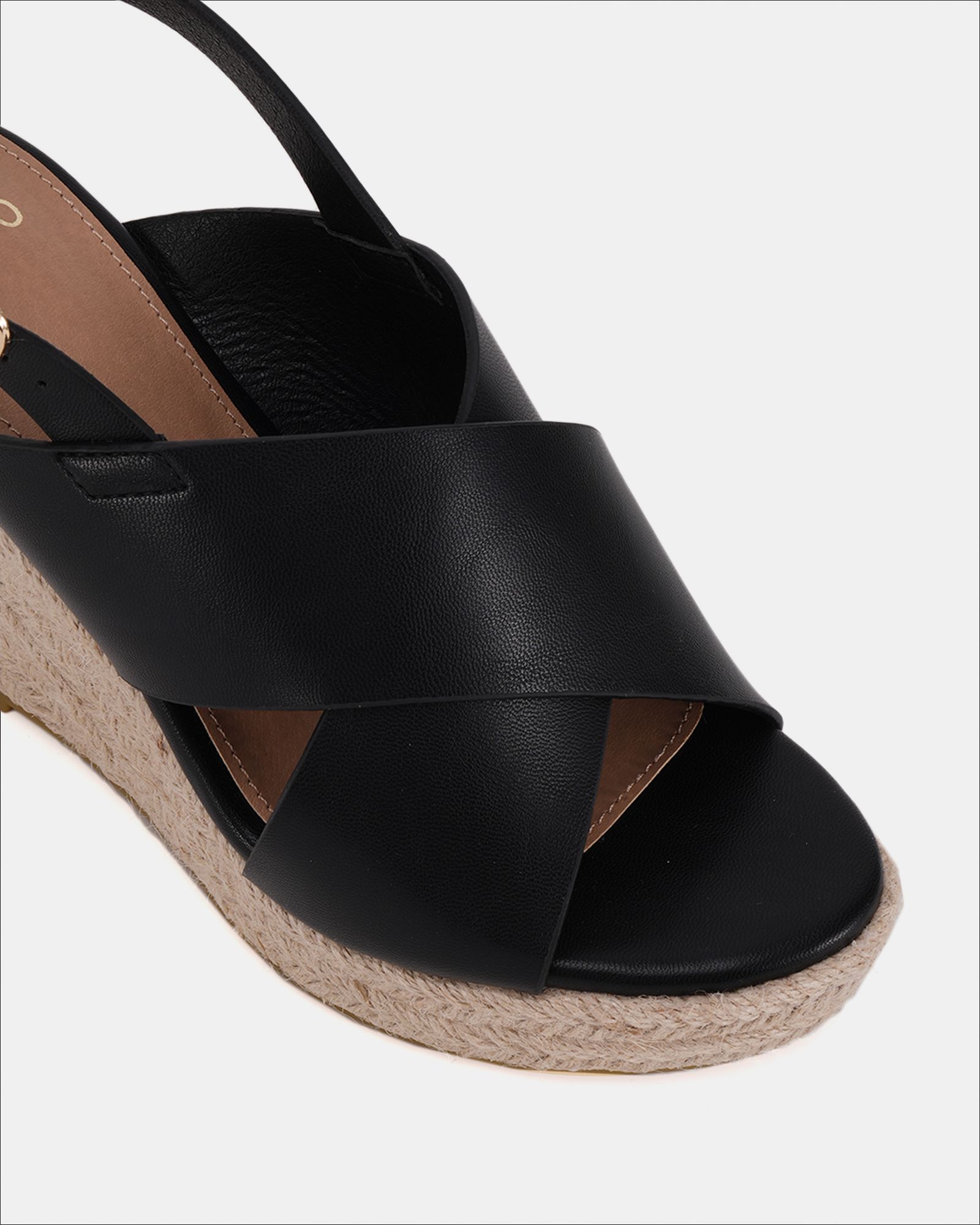 BLOSSOM Black Espadrille Cross Front Wedge Sandal