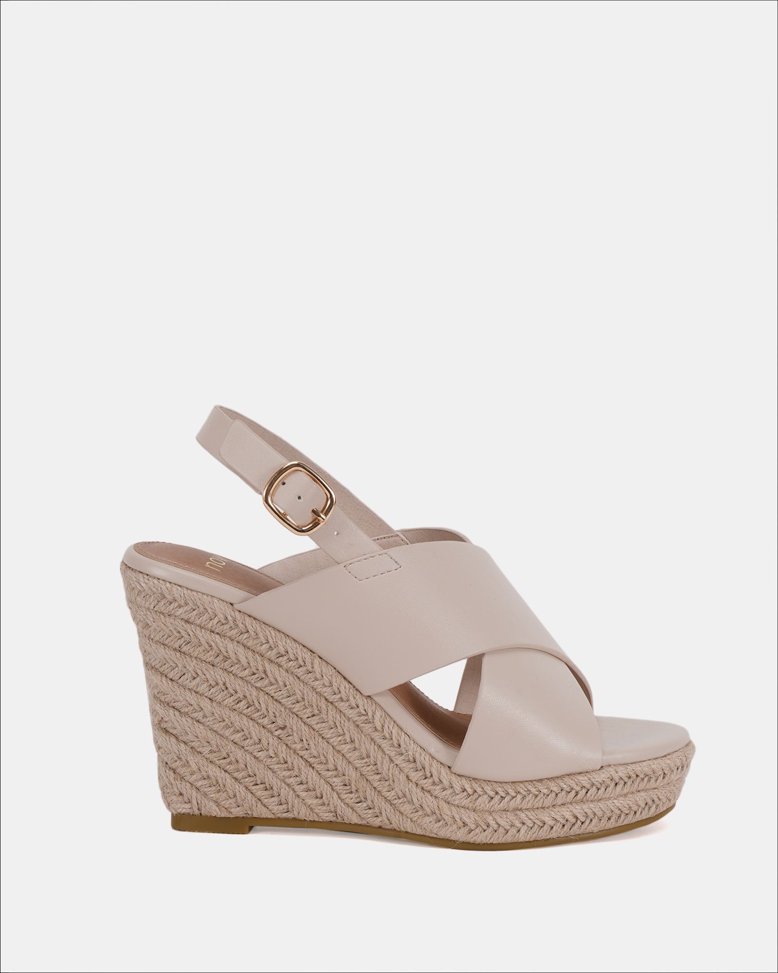 BLOSSOM Off White Espadrille Cross Front Wedge Sandal