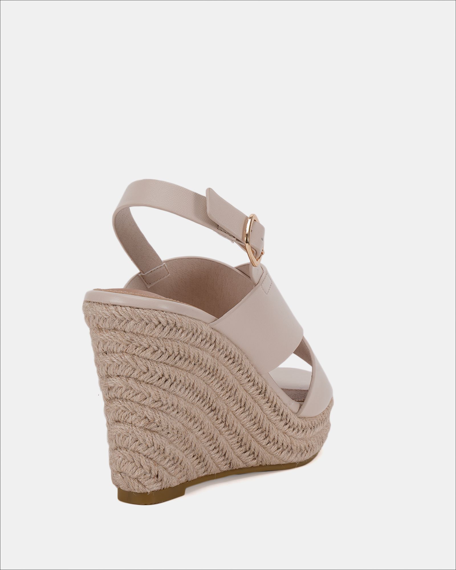 BLOSSOM Off White Espadrille Cross Front Wedge Sandal