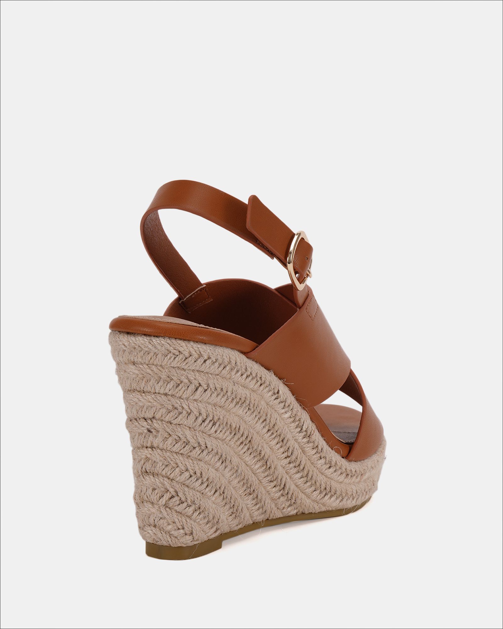 BLOSSOM Tan Espadrille Cross Front Wedge Sandal