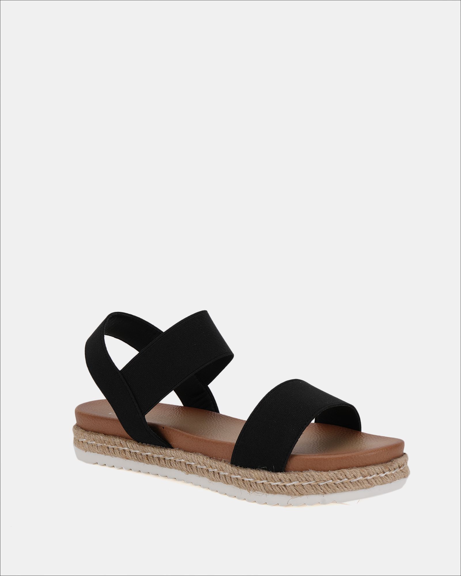 WIDE FIT BOLOGNA Black Stretch Espadrille Sandal