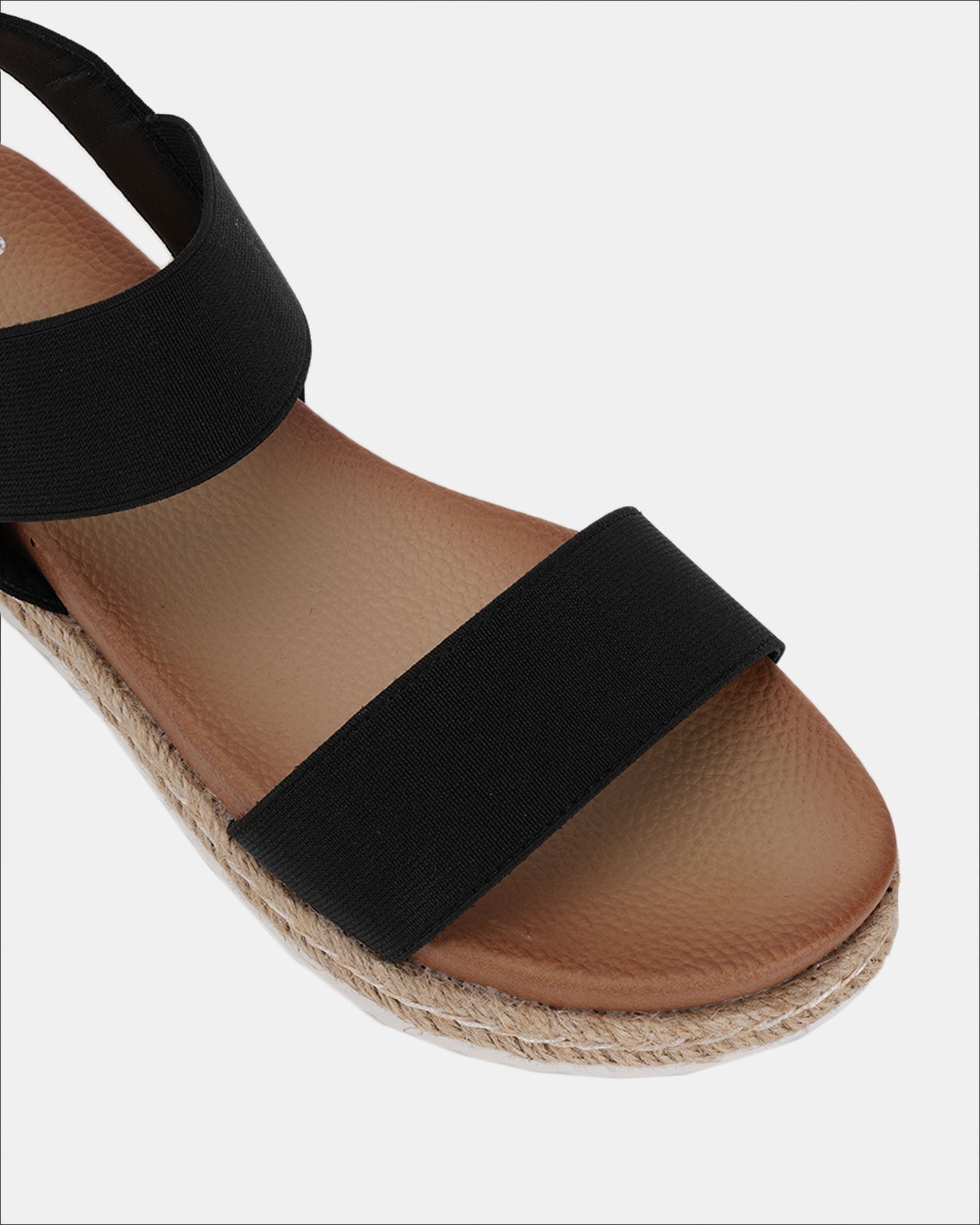 WIDE FIT BOLOGNA Black Stretch Espadrille Sandal
