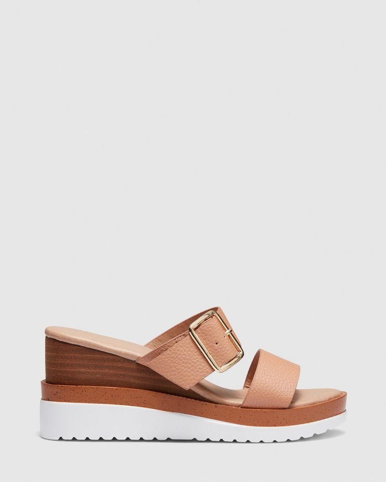 Bridgette Tan Double Strap Mule Wedge