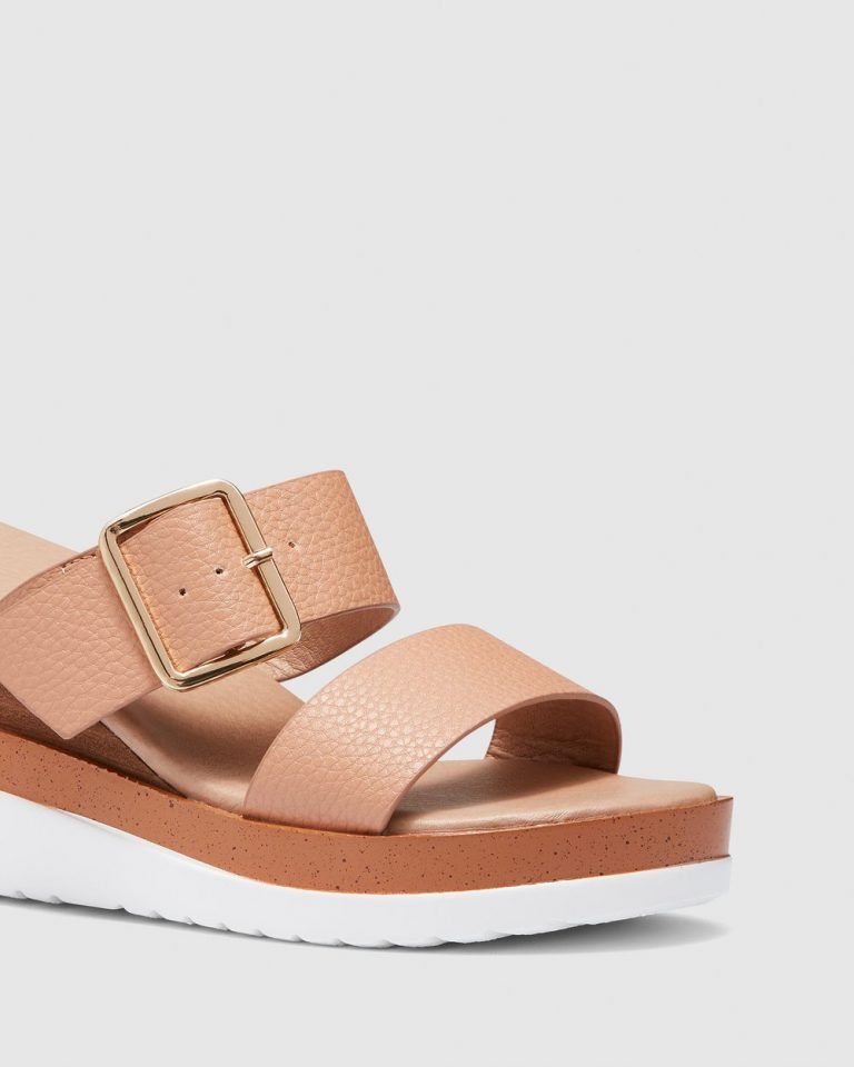Bridgette Tan Double Strap Mule Wedge